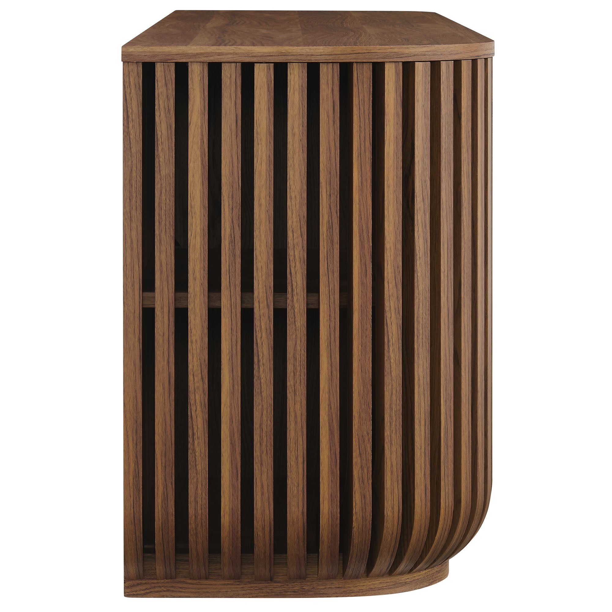 Fortitude 75" Curved Sideboard Storage Cabinet, Walnut