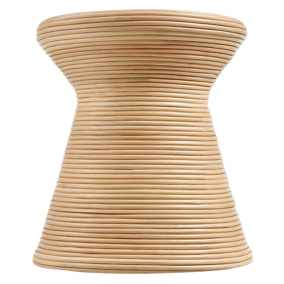 Tavi Hourglass Natural Rattan Round Side Table, Natural