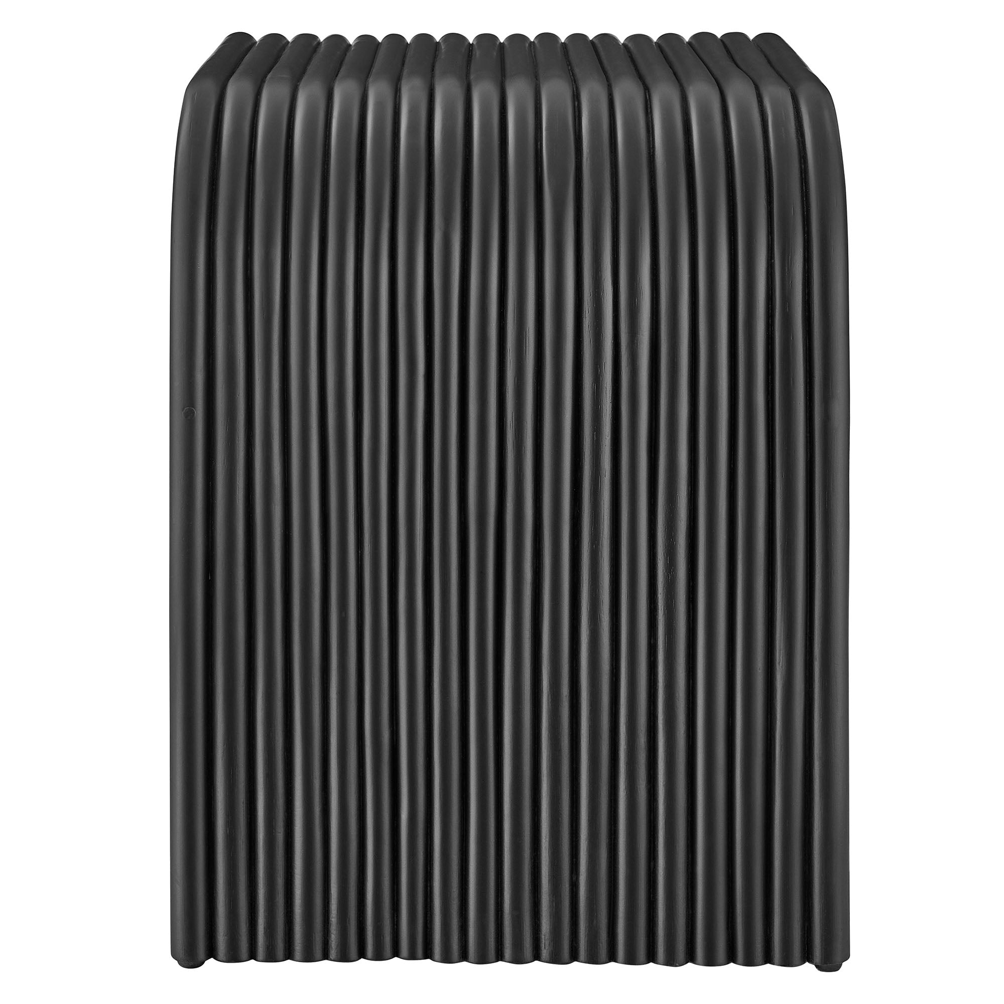 Eve Curved Natural Rattan Side Table, Black