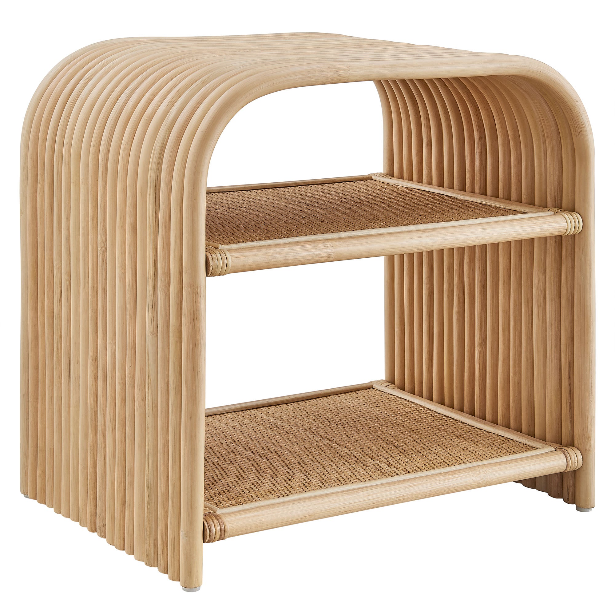 Eve Curved Natural Rattan Side Table, Natural