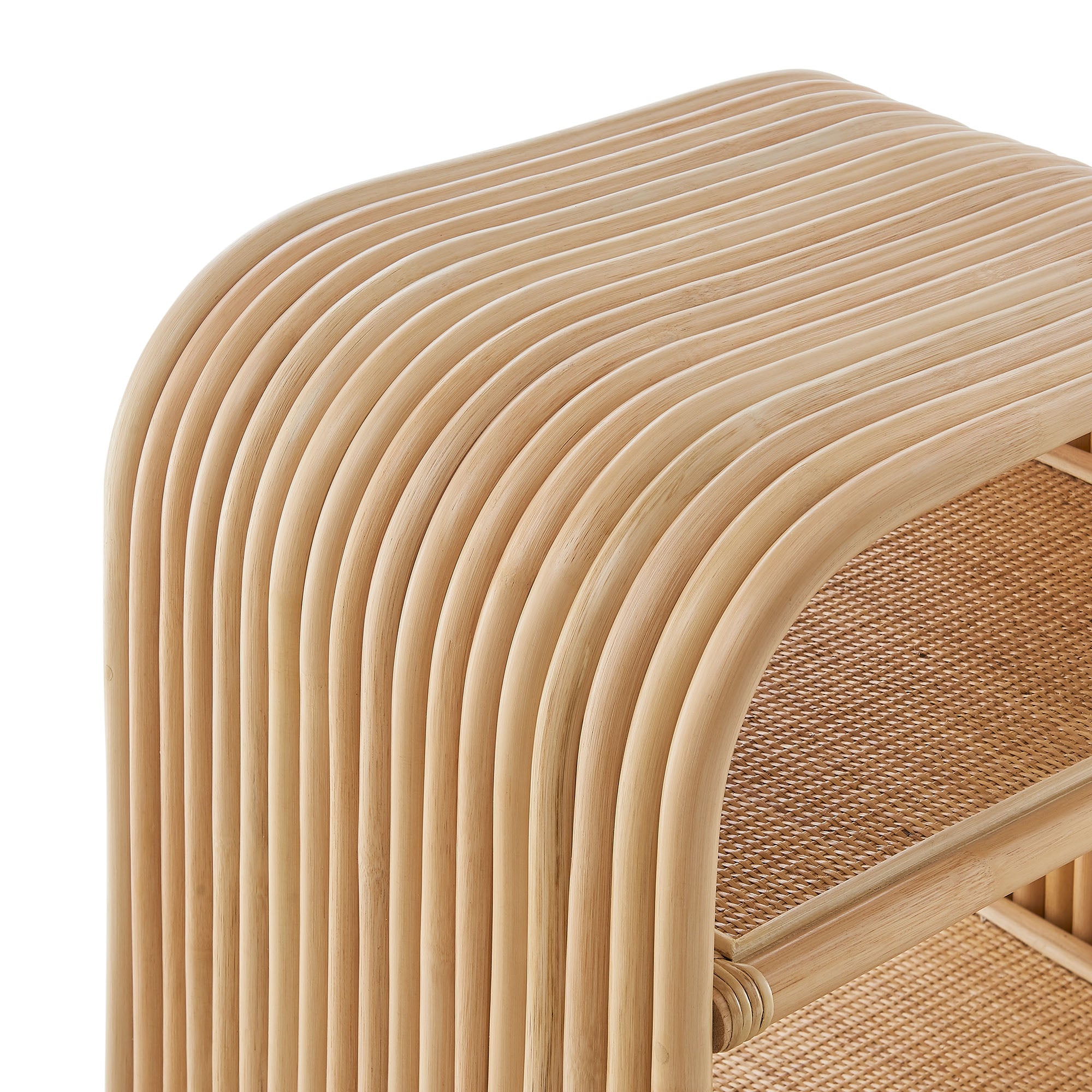 Eve Curved Natural Rattan Side Table, Natural