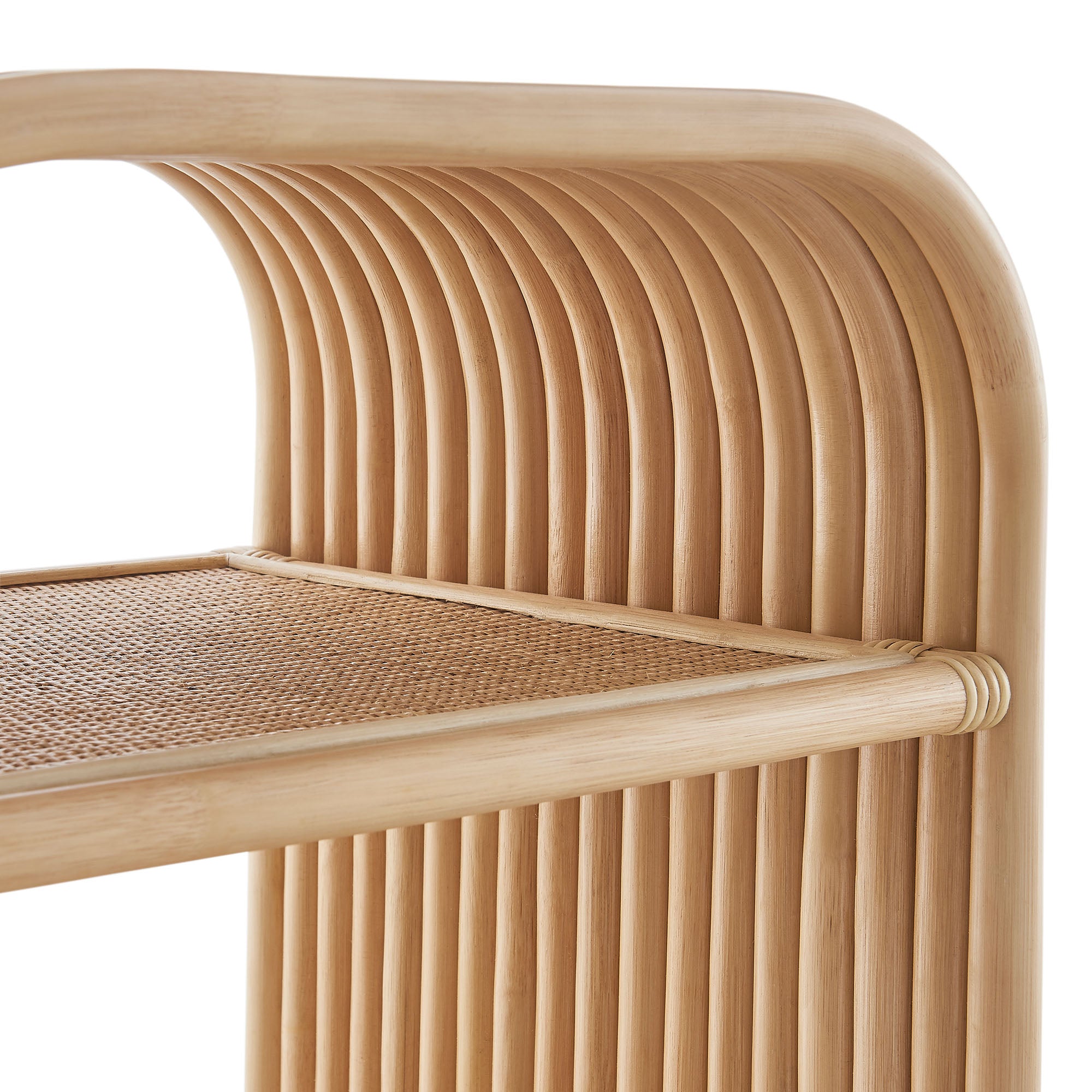 Eve Curved Natural Rattan Side Table, Natural