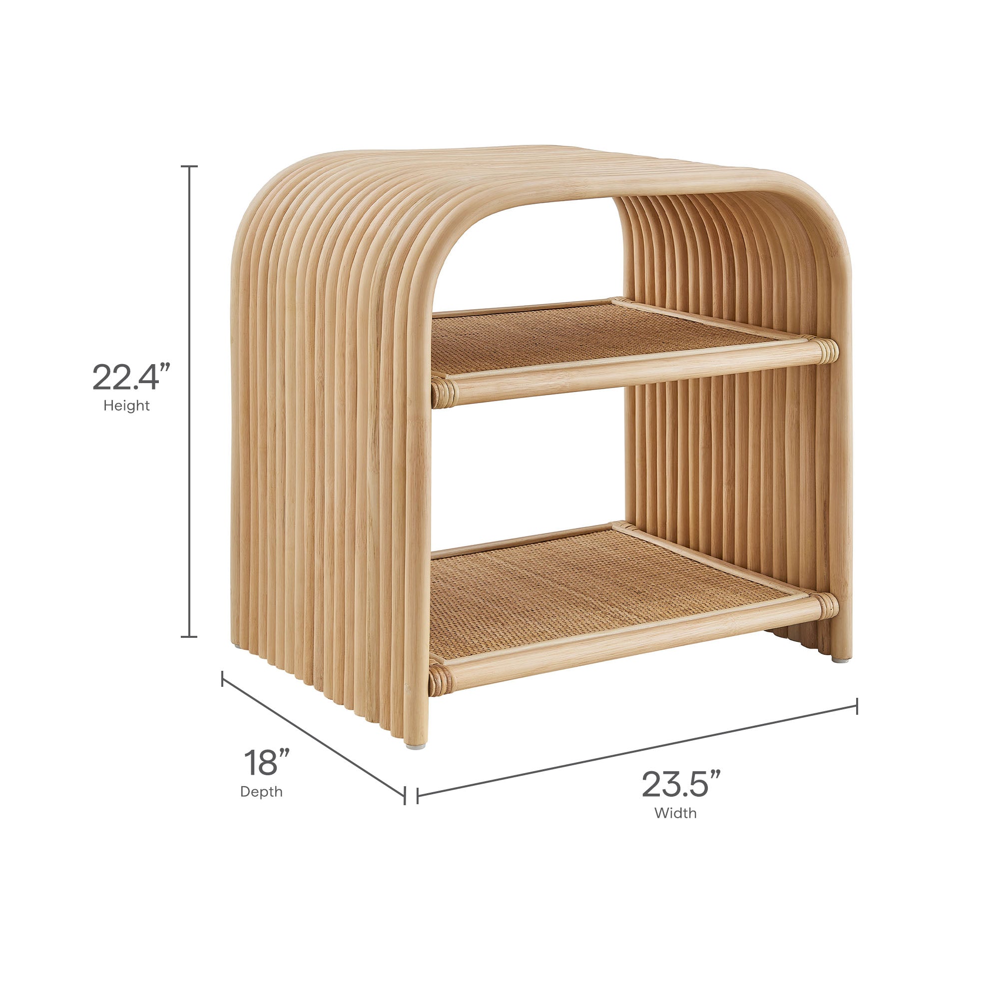 Eve Curved Natural Rattan Side Table, Natural