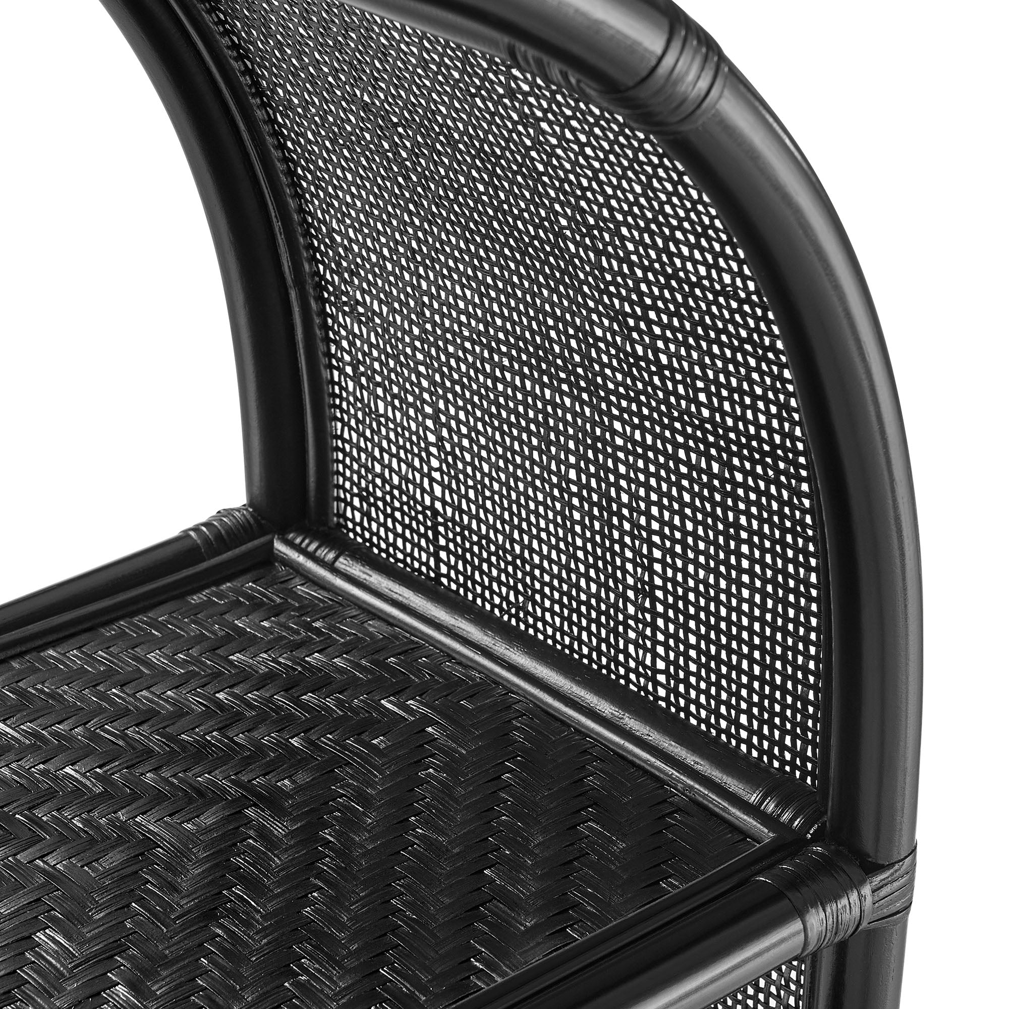 Celeste 67 Inch Tall Arched Natural Rattan Bookshelf, Black