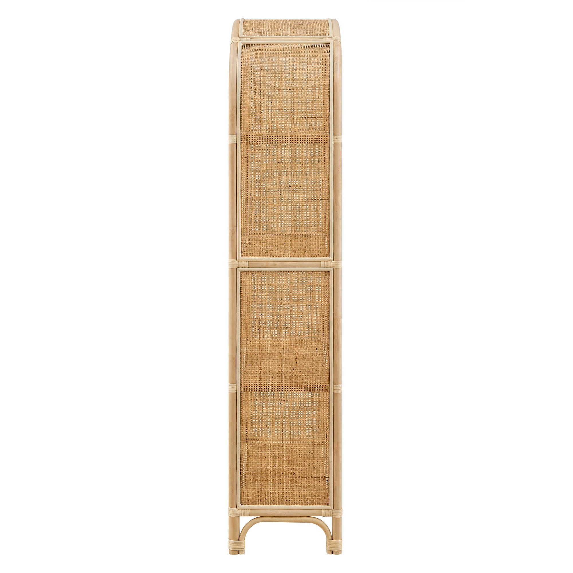 Celeste 67 Inch Tall Arched Natural Rattan Bookshelf, Natural