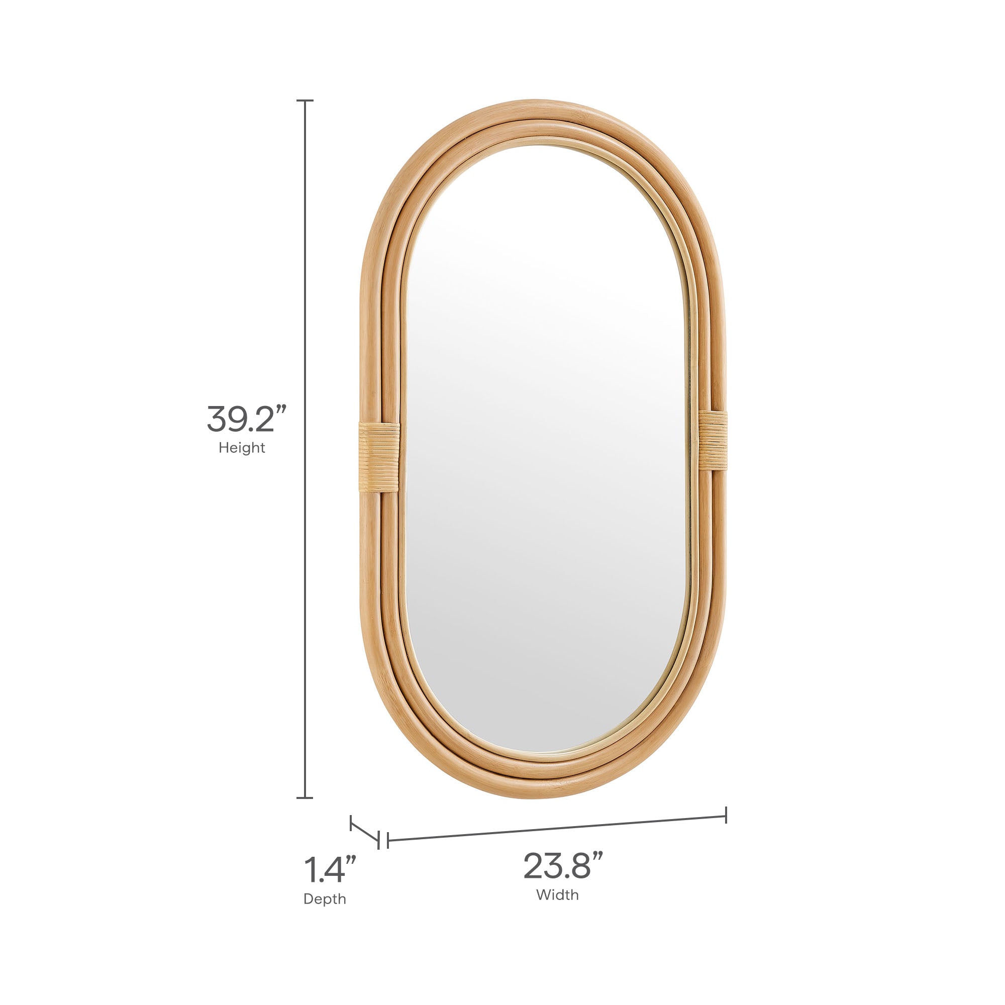 Corsica Oval Rattan Wall Mirror, Natural