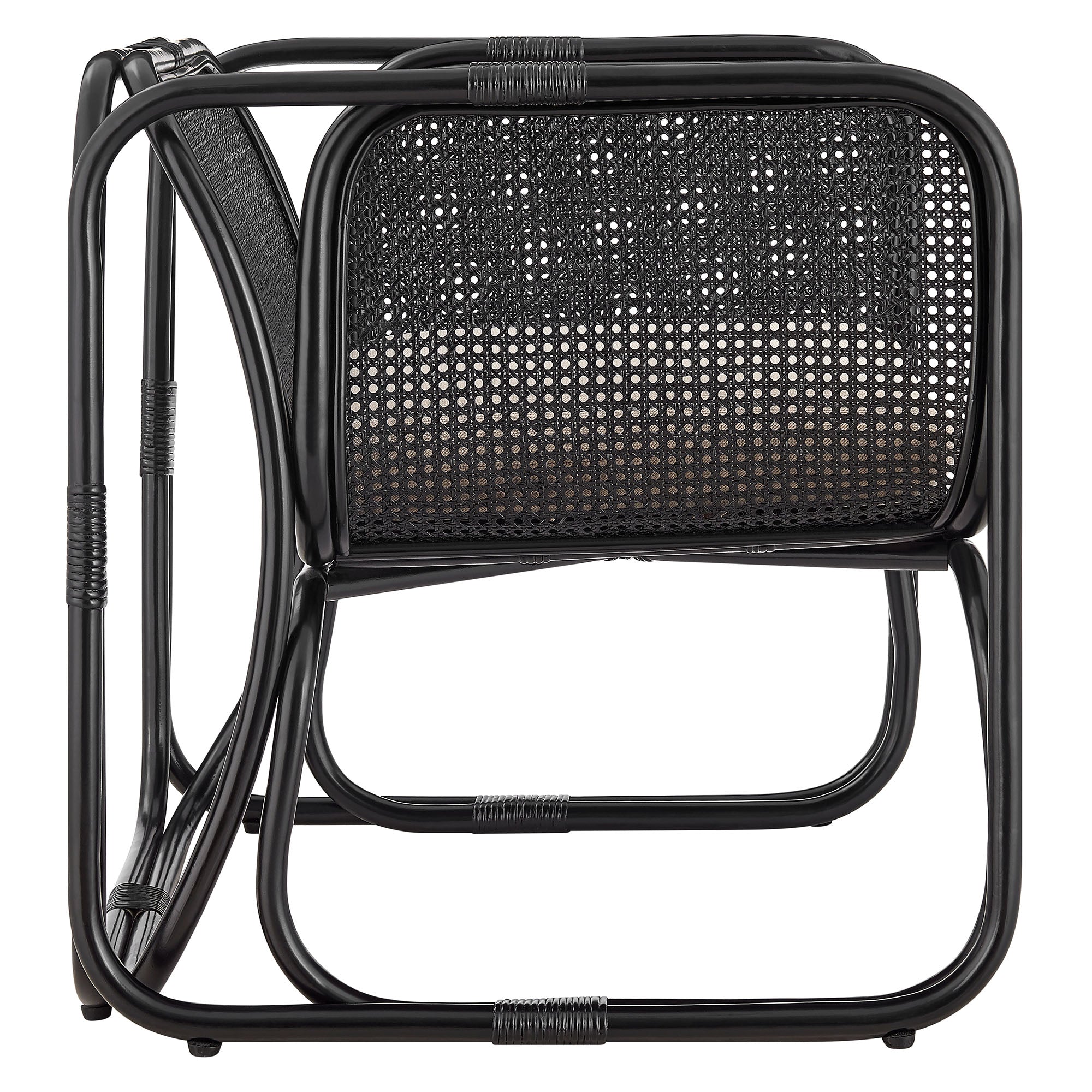 Ellis Natural Rattan Accent Armchair, Black