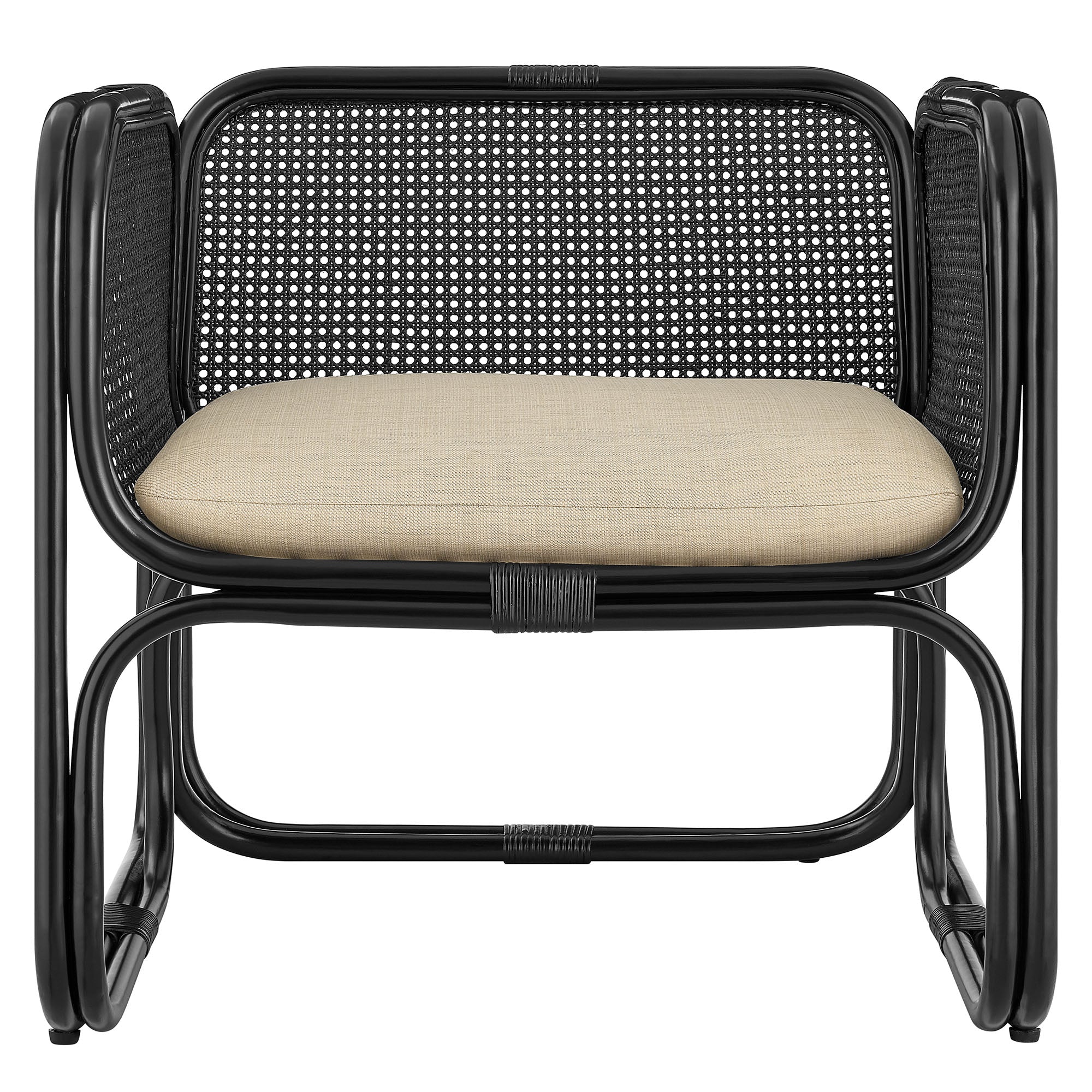 Ellis Natural Rattan Accent Armchair, Black