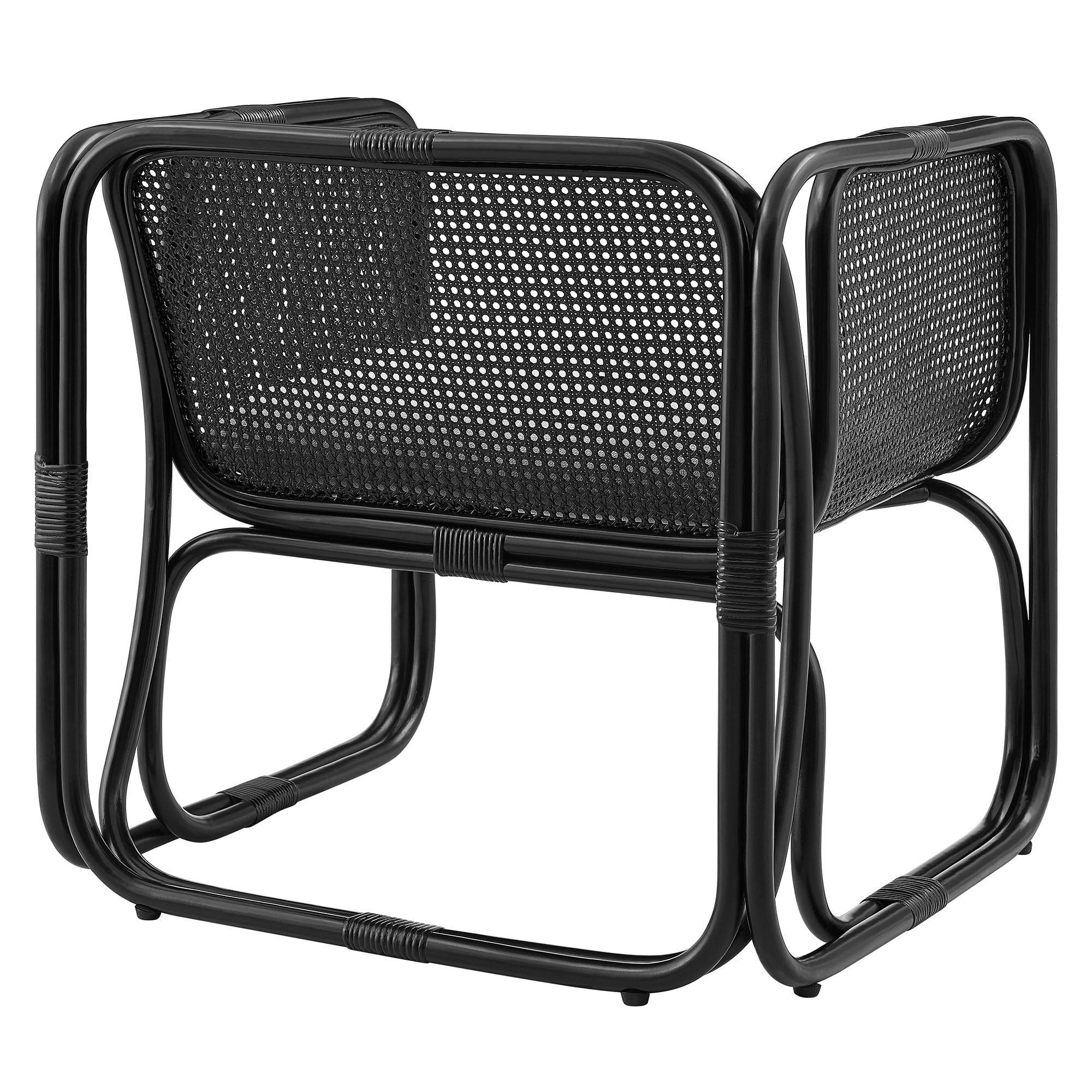 Ellis Natural Rattan Accent Armchair, Black