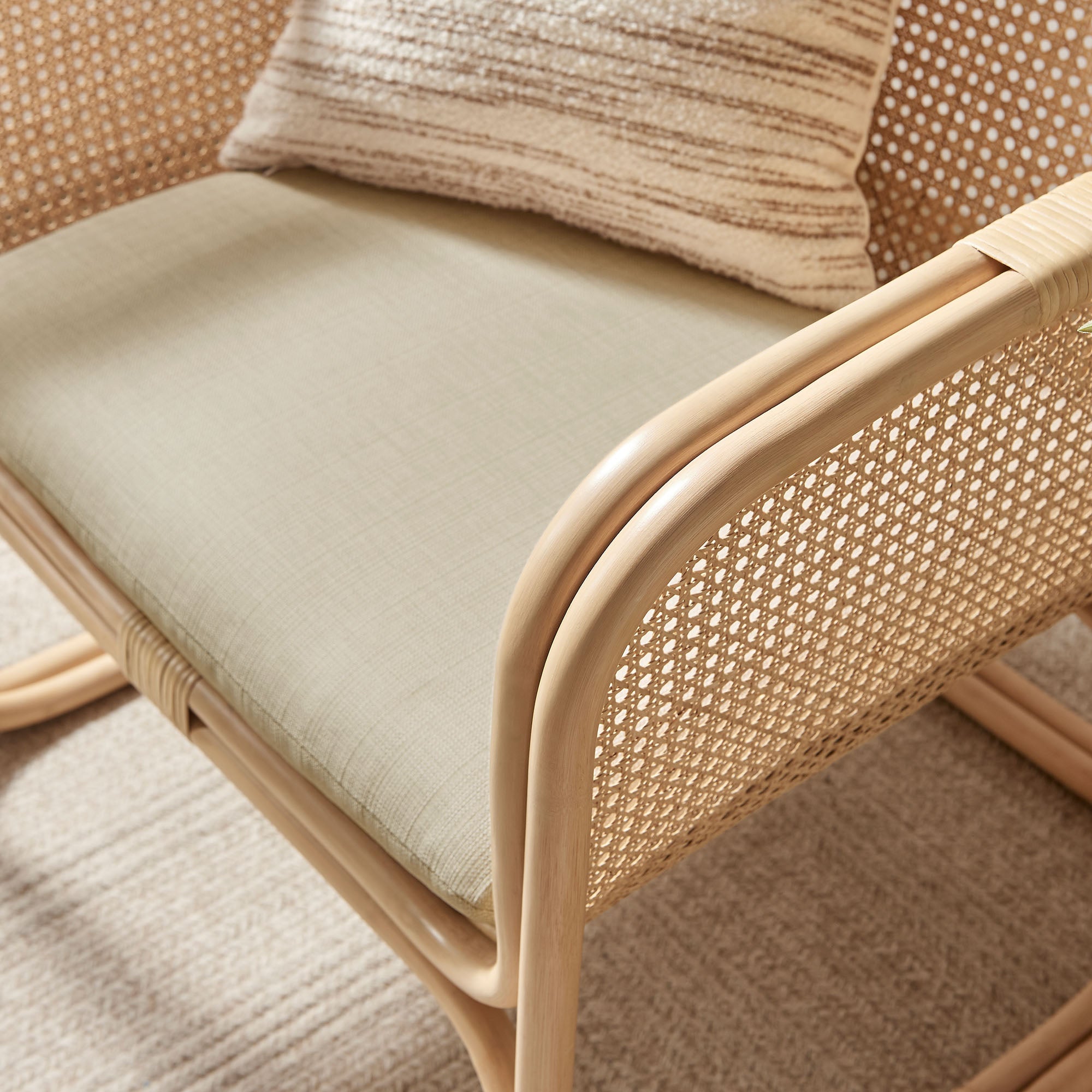 Ellis Natural Rattan Accent Armchair, Natural