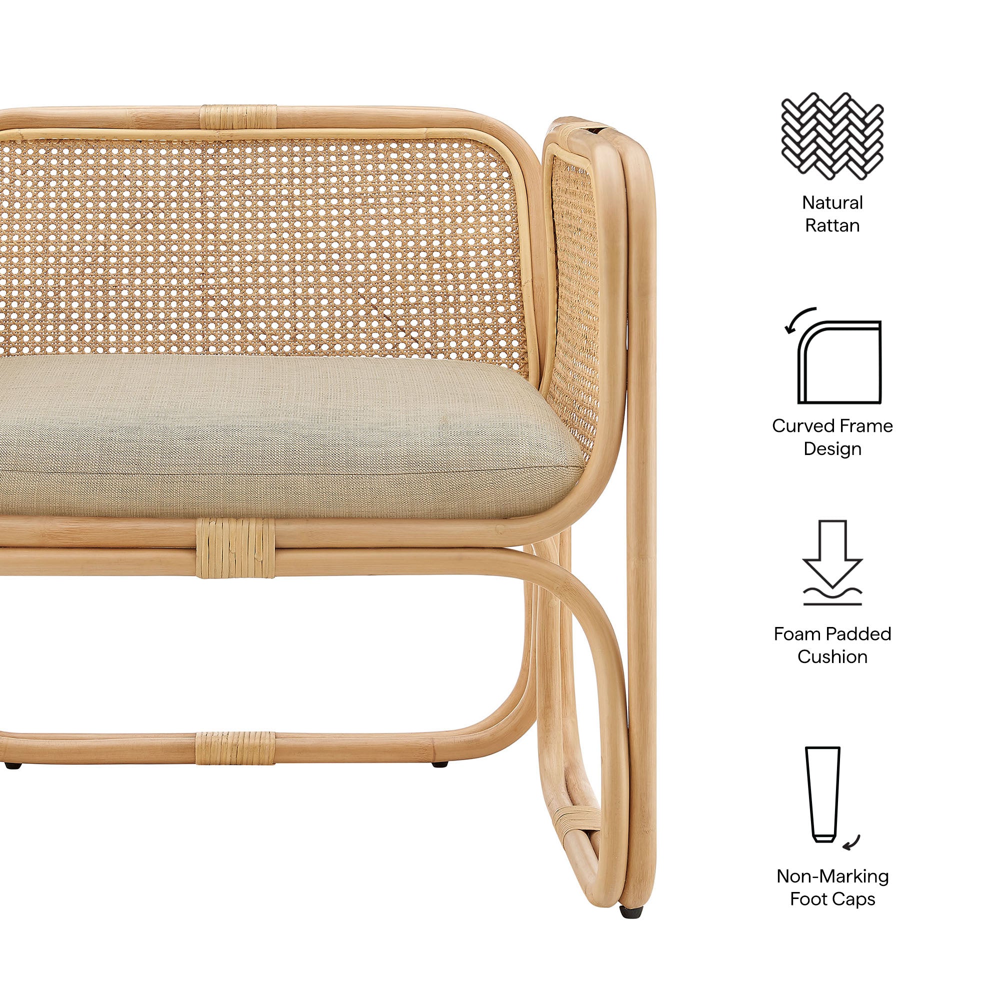 Ellis Natural Rattan Accent Armchair, Natural