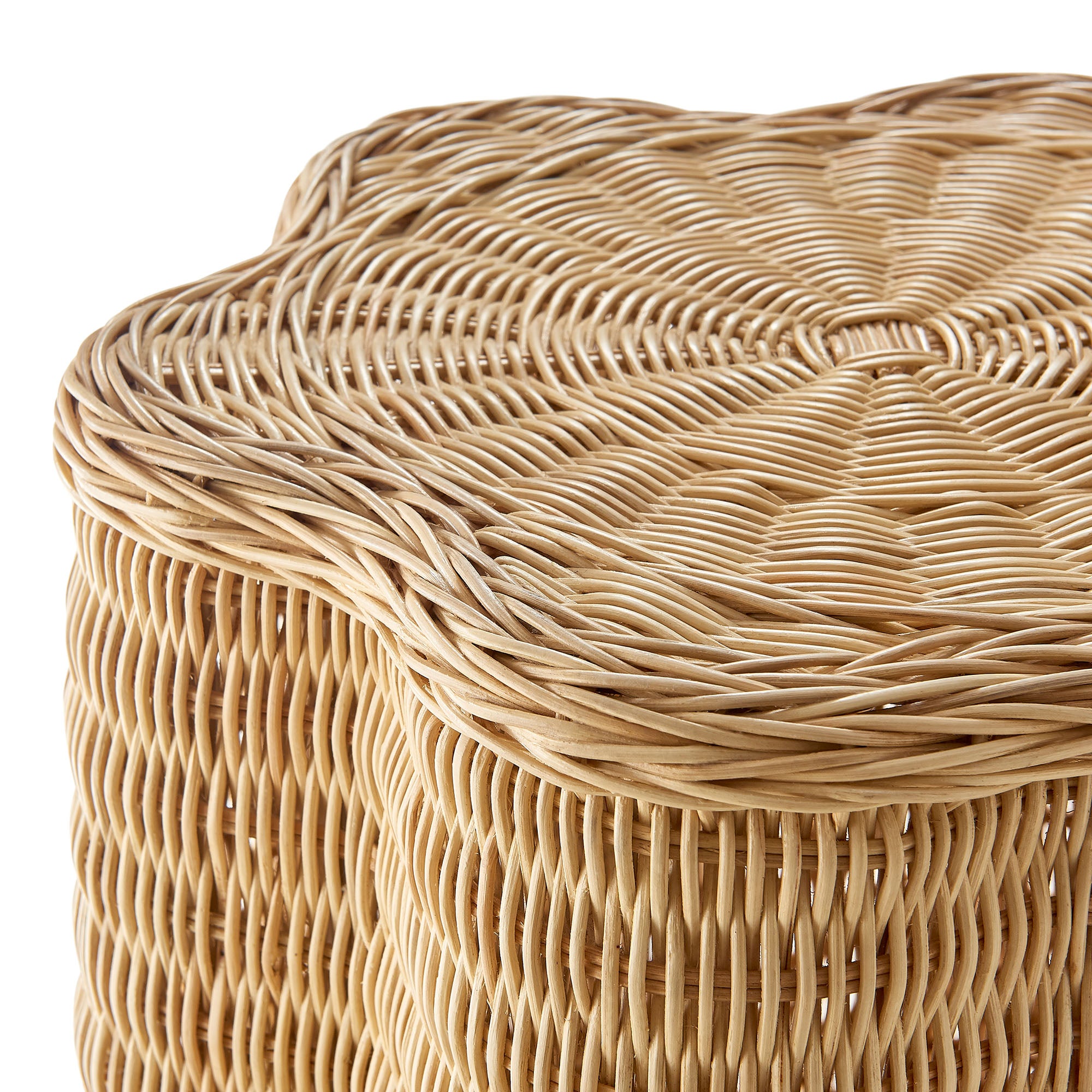 Erika Scalloped Natural Rattan Side Table, Natural