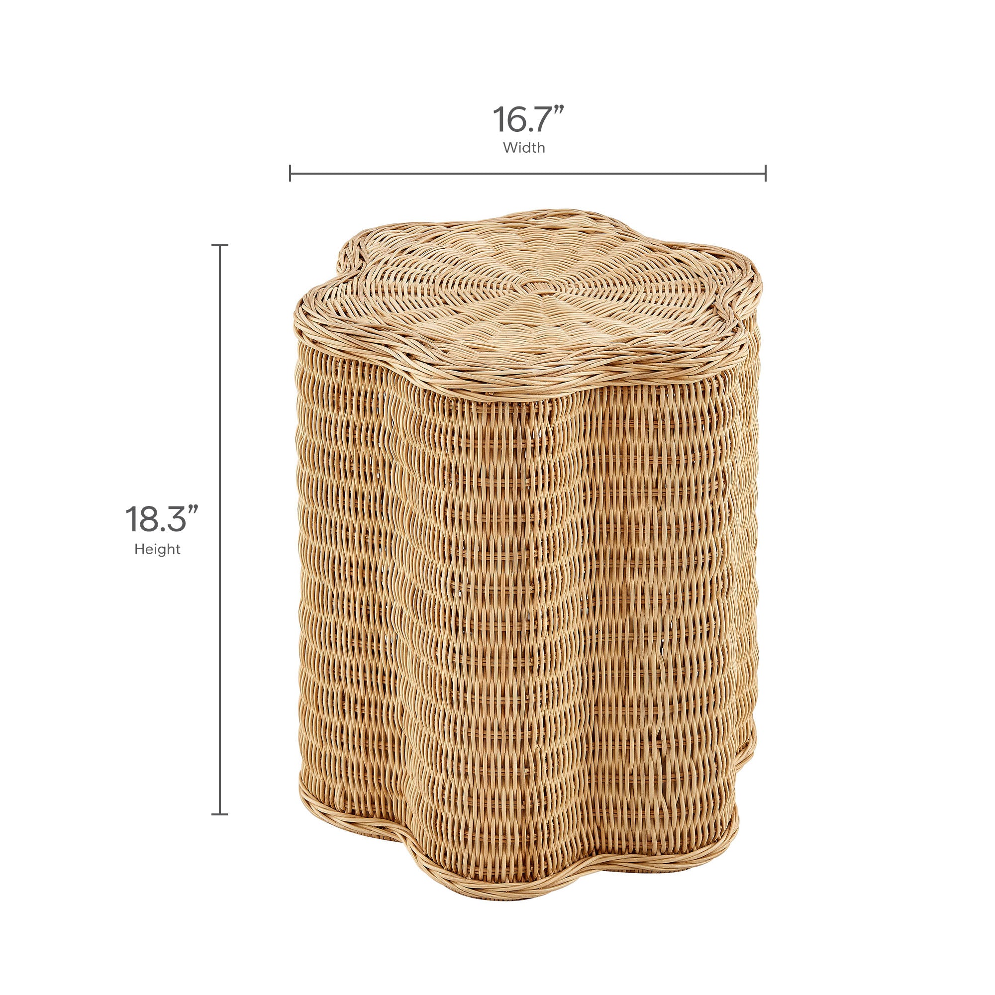 Erika Scalloped Natural Rattan Side Table, Natural