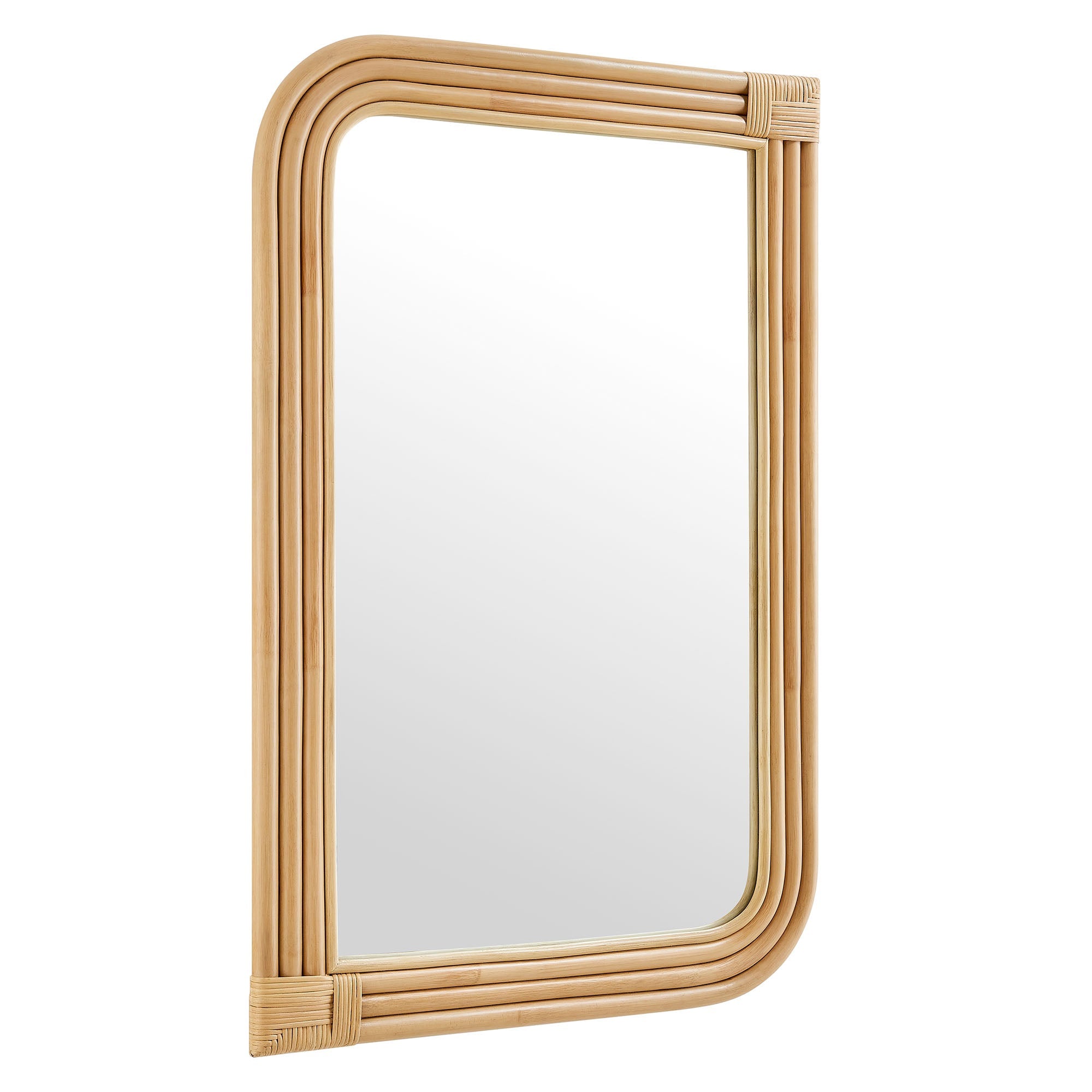 Corsica Curved Rectangle Rattan Wall Mirror, Natural