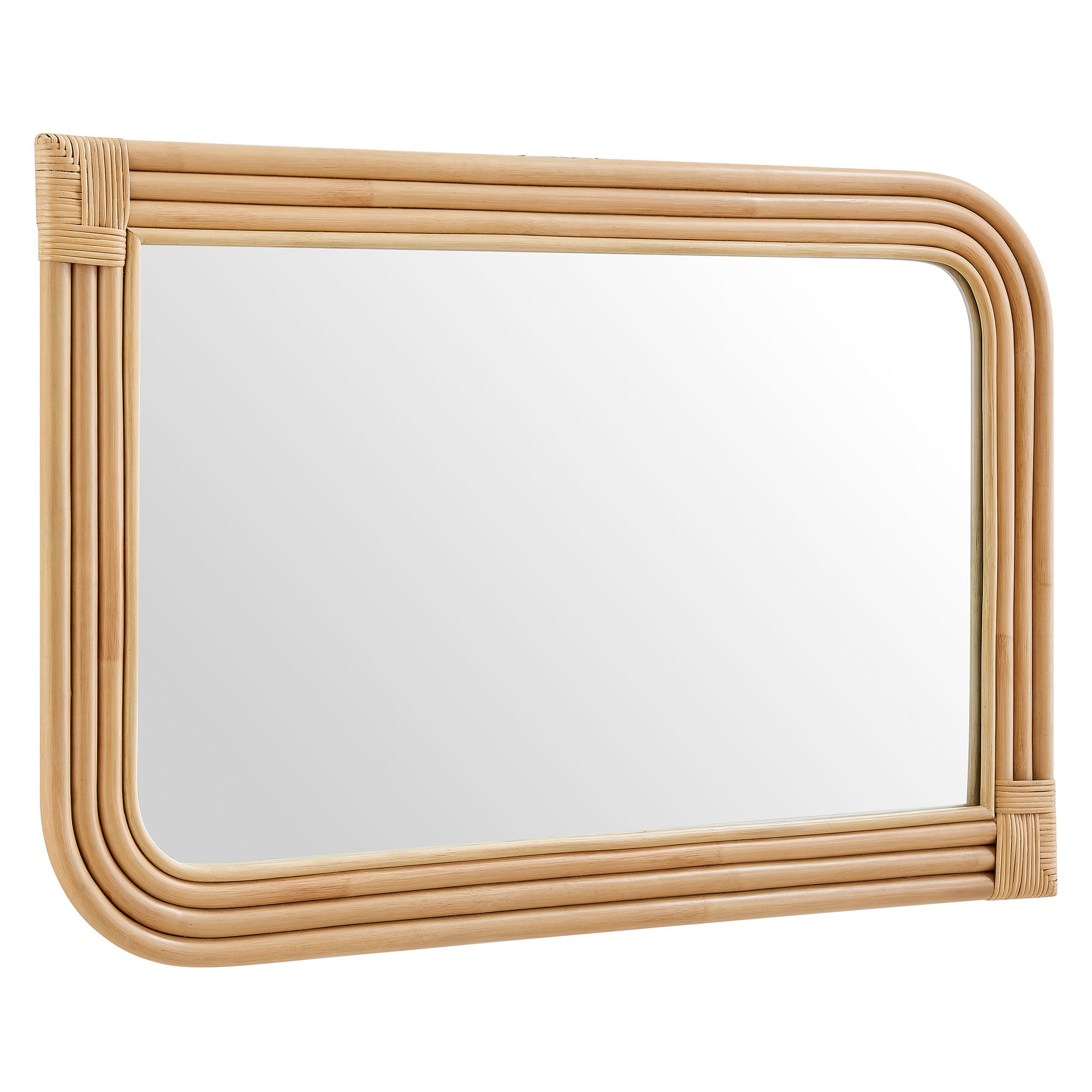 Corsica Curved Rectangle Rattan Wall Mirror, Natural
