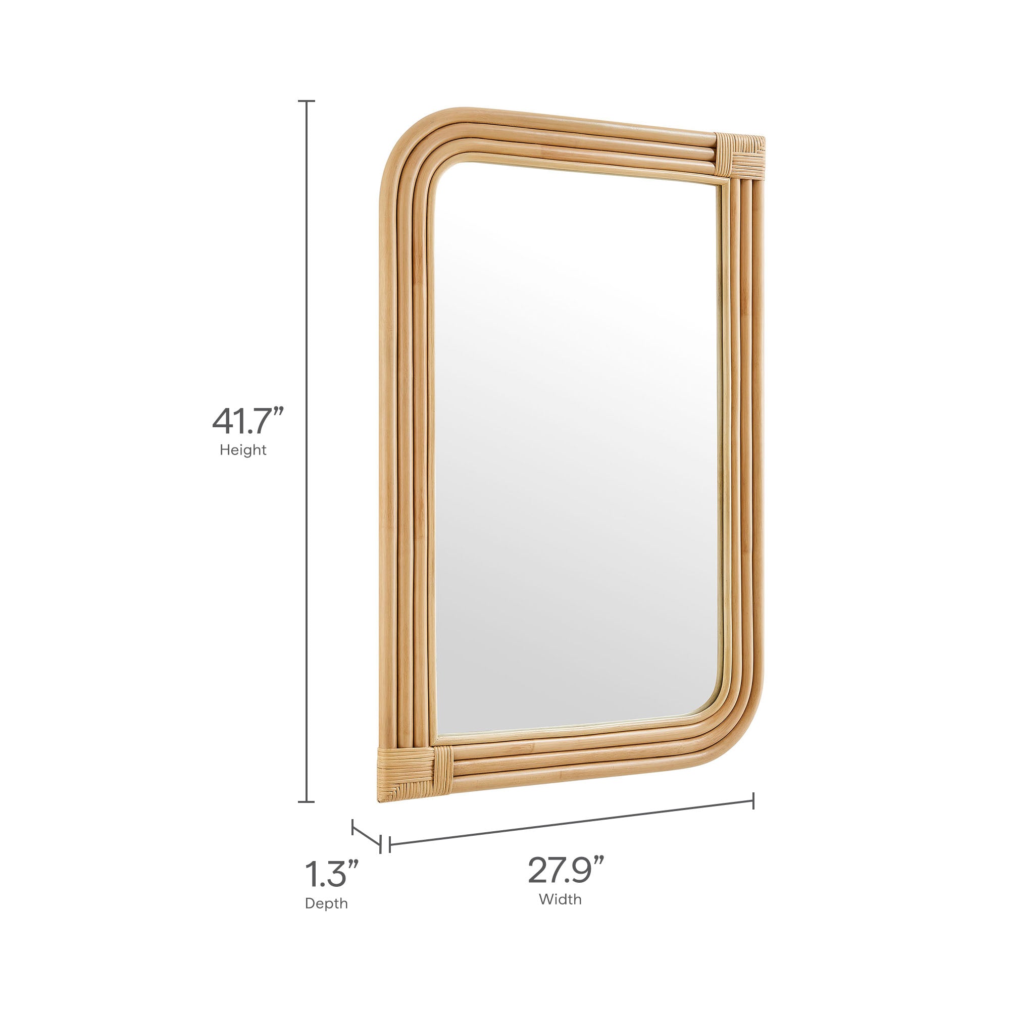 Corsica Curved Rectangle Rattan Wall Mirror, Natural