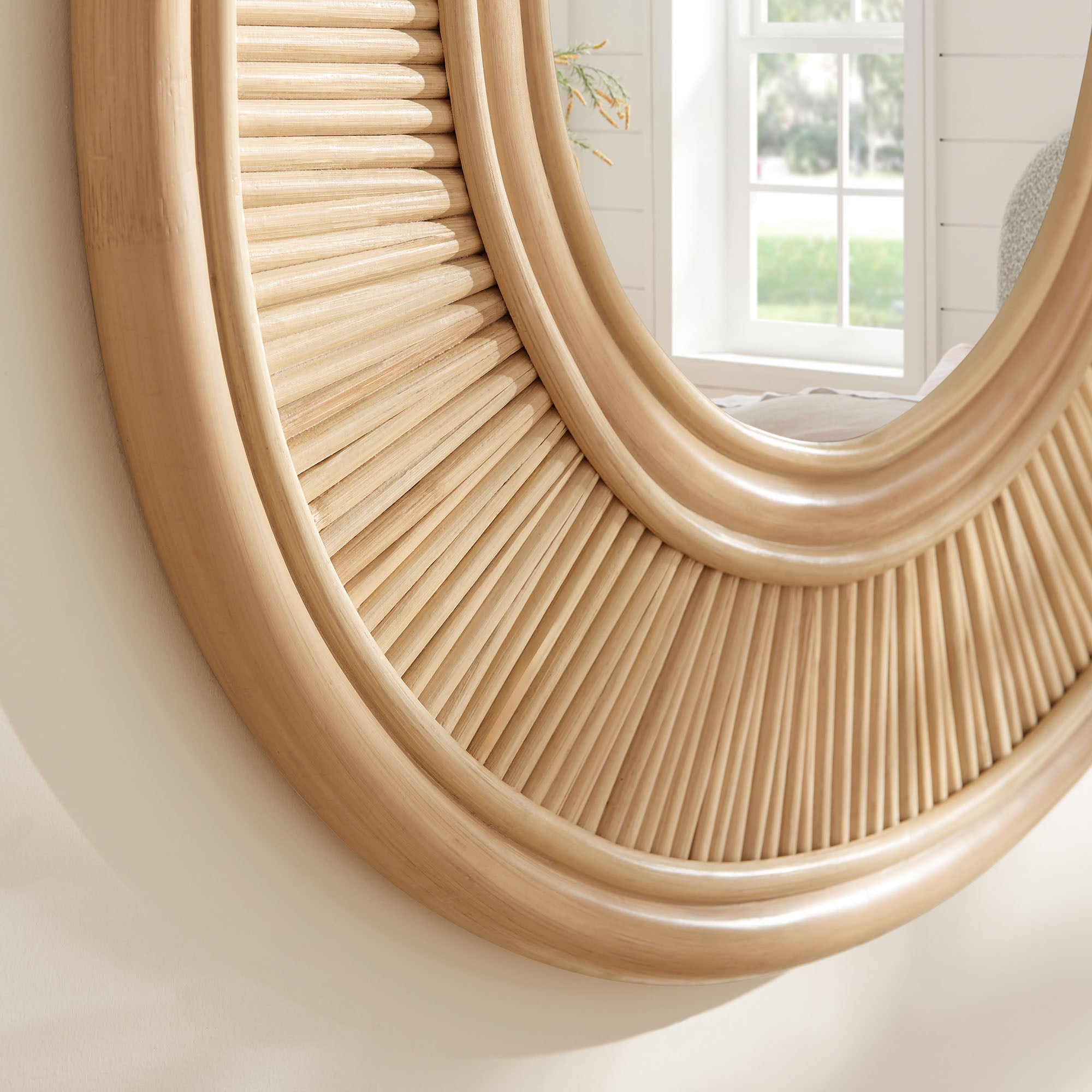 Sovana Oval Rattan Wall Mirror, Natural