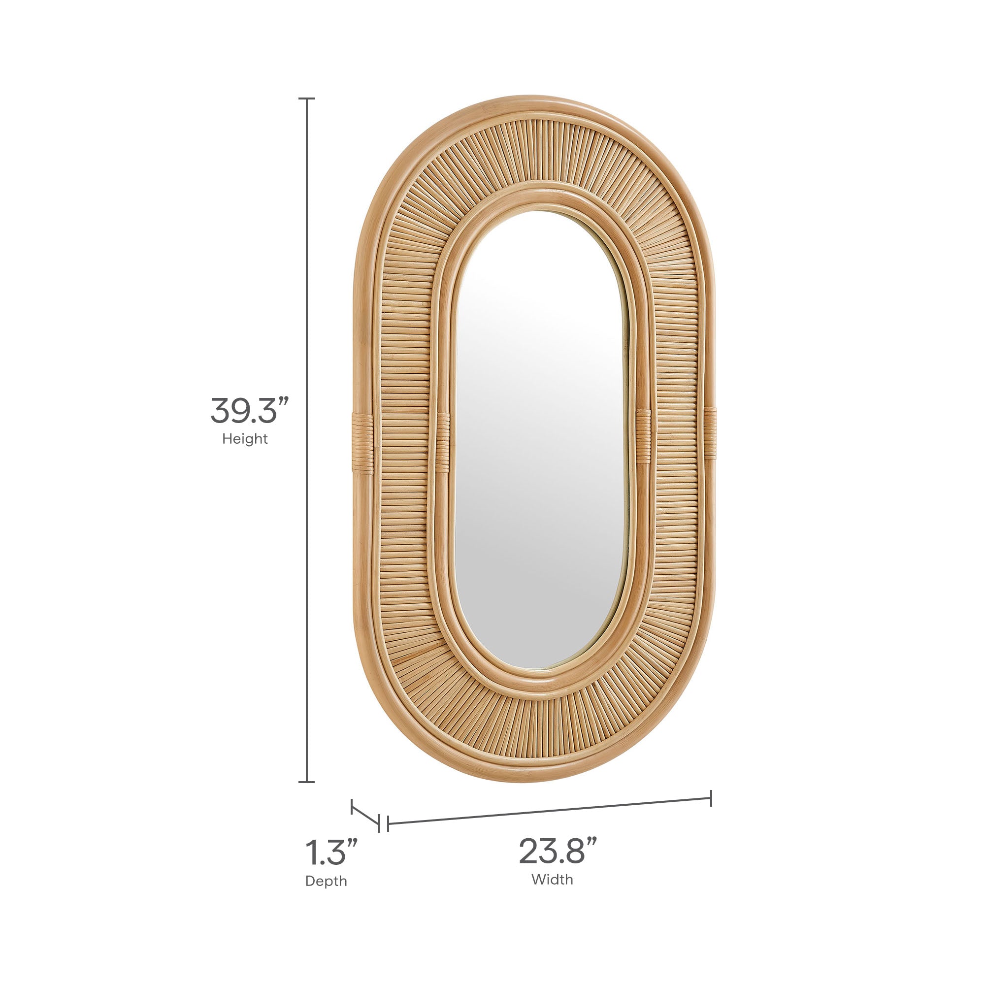 Sovana Oval Rattan Wall Mirror, Natural