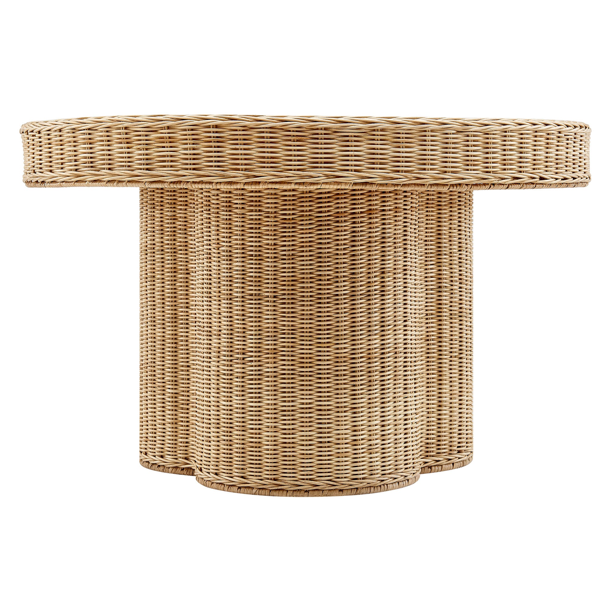 Ainsley 32 Inch Round Natural Rattan Coffee Table, Natural