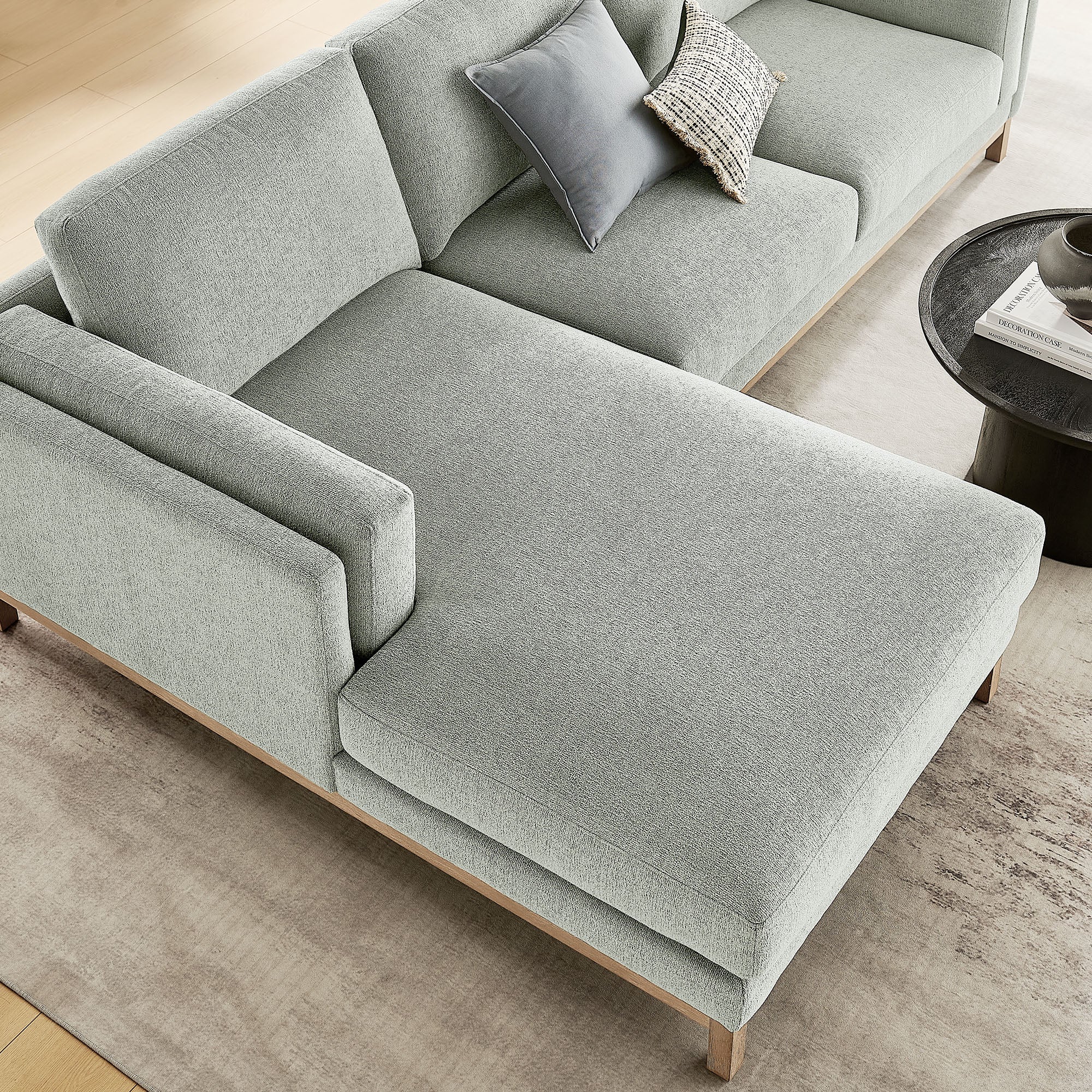Roscoe Left-Facing Fabric Sectional Sofa with Chaise, Mist