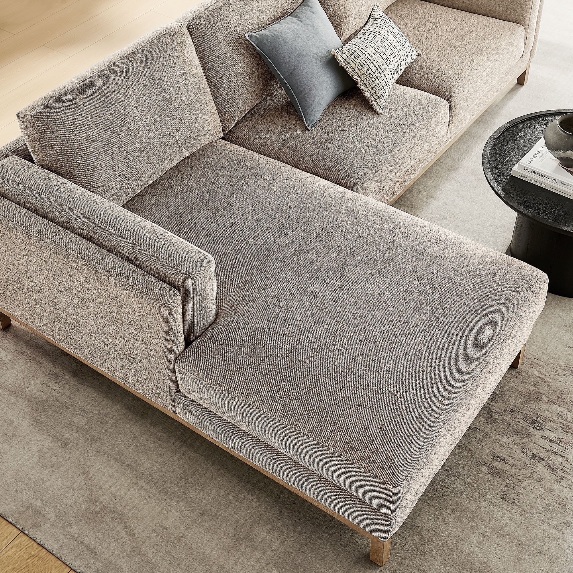 Roscoe Left-Facing Fabric Sectional Sofa with Chaise, Pewter