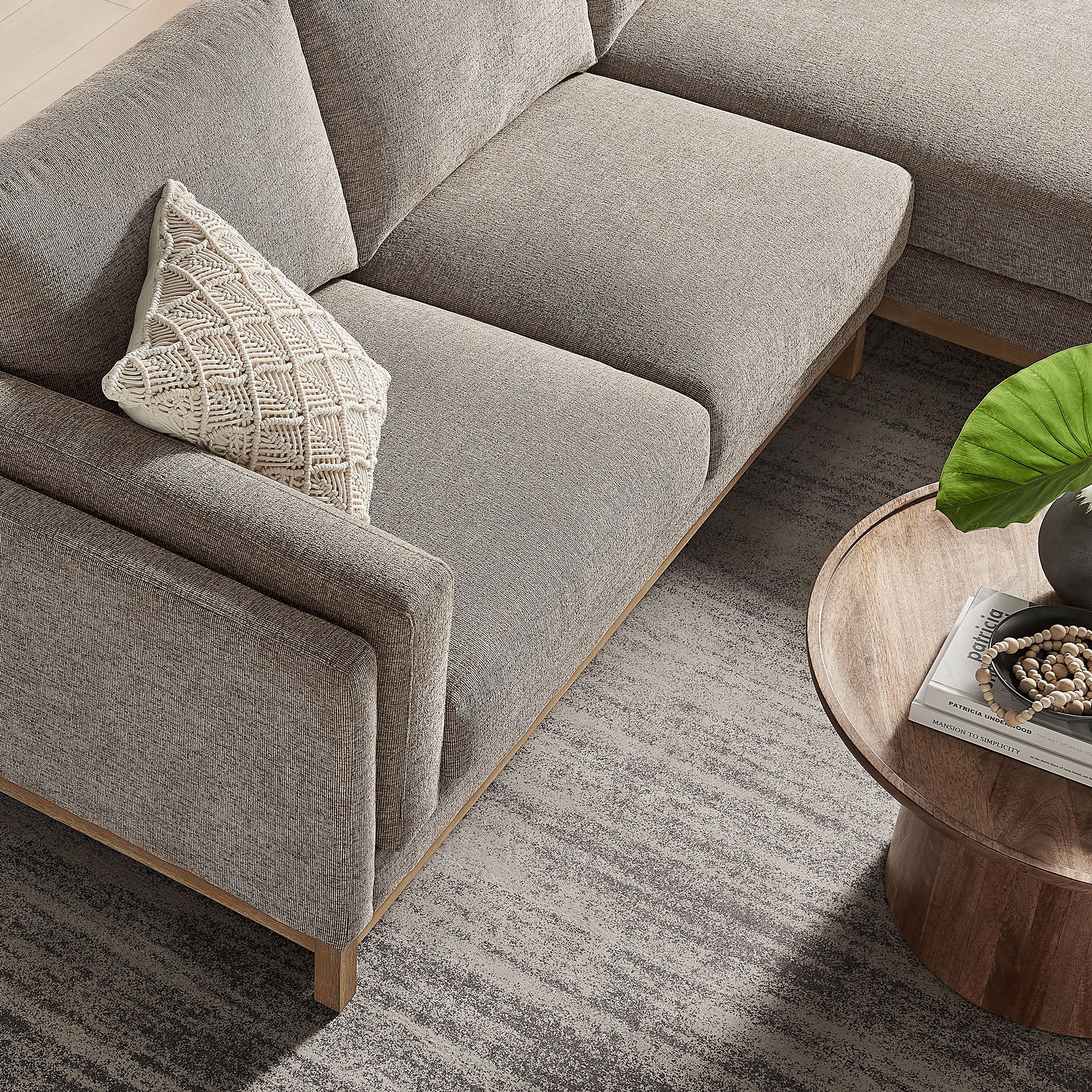 Roscoe Right-Facing Fabric Sectional Sofa with Chaise, Pewter
