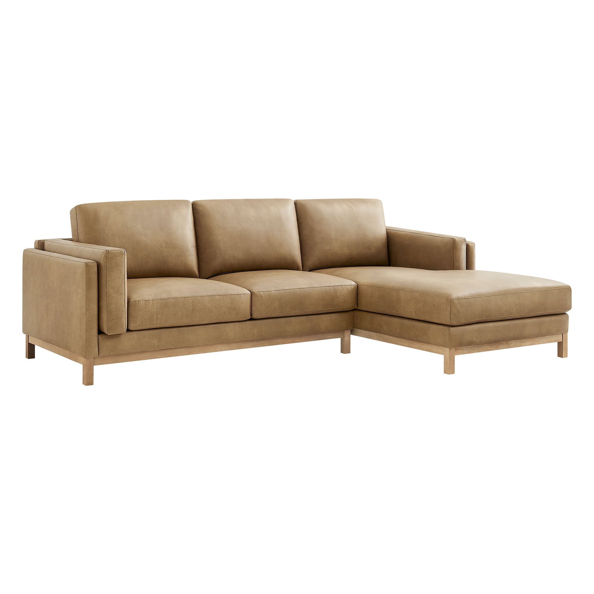 Roscoe Right-Facing Vegan Leather Sectional Sofa with Chaise, Toast