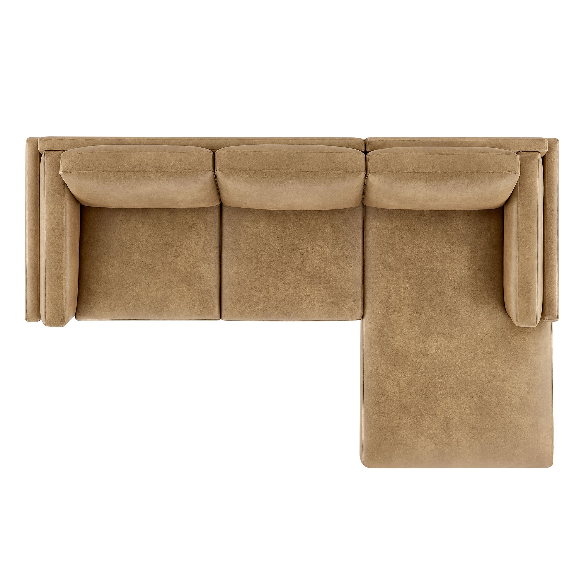 Roscoe Right-Facing Vegan Leather Sectional Sofa with Chaise, Toast