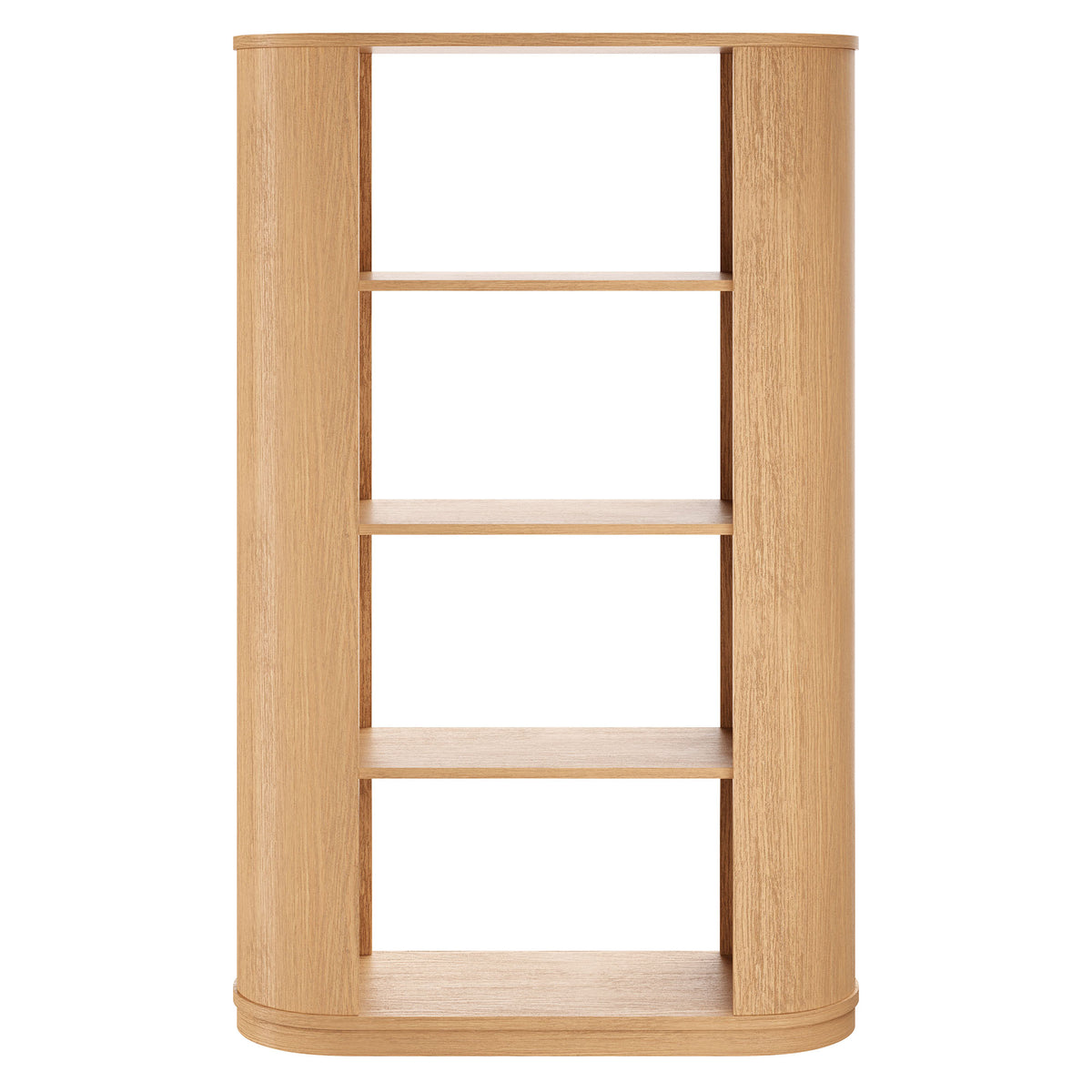 Aspect 74 Inch Curved 4 Tier Bookshelf, Natural