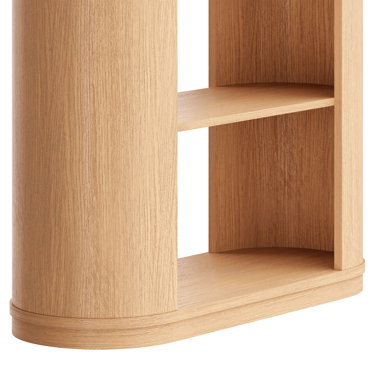 Aspect 74 Inch Curved 4 Tier Bookshelf, Natural