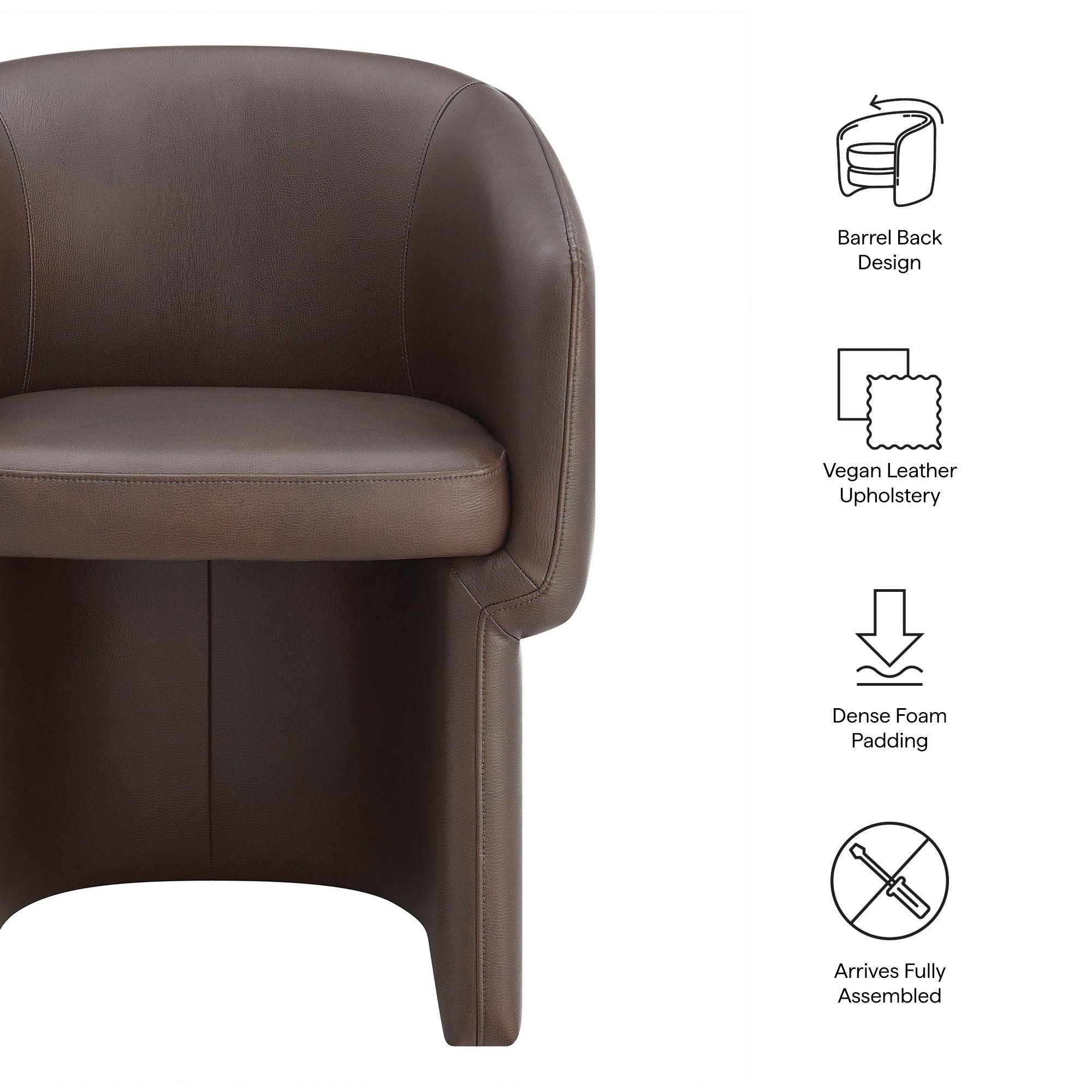 Verity Barrel Back Vegan Leather Dining Chair, Espresso
