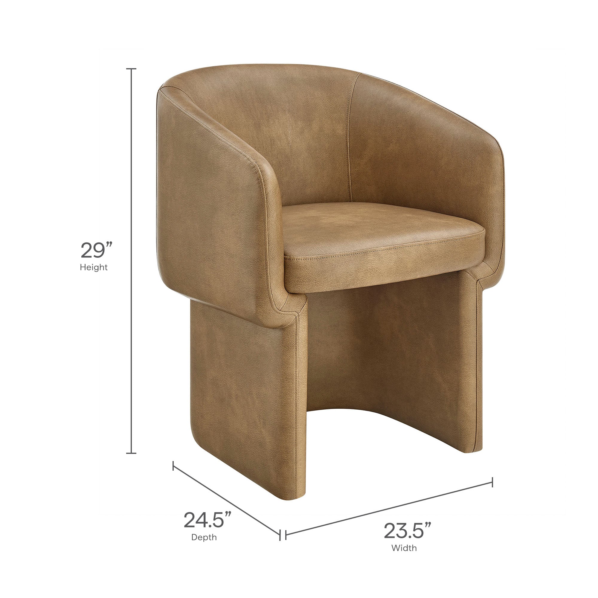 Verity Barrel Back Vegan Leather Dining Chair, Toast