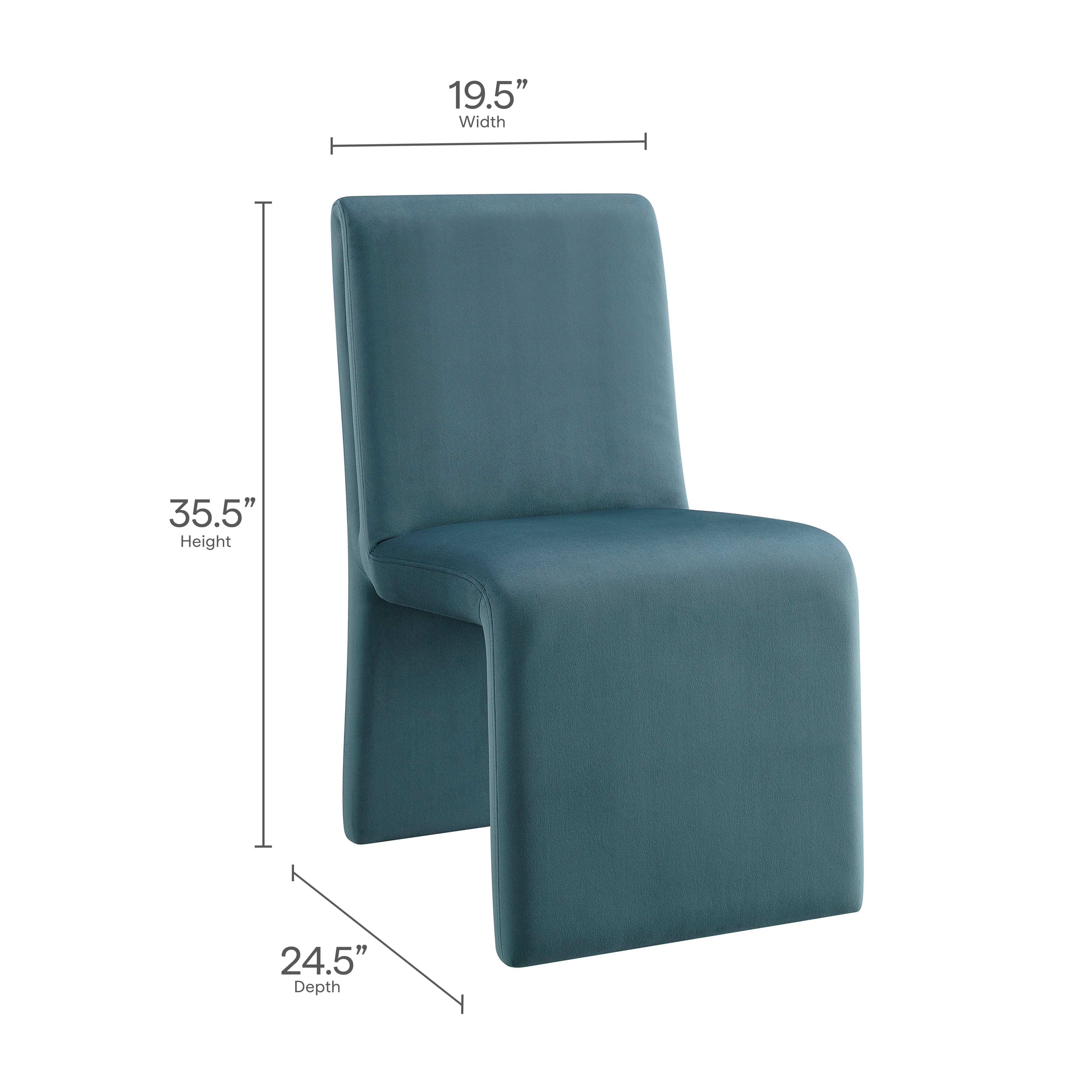 Emory Upholstered Performance Velvet Dining Side Chair, Cadet Blue