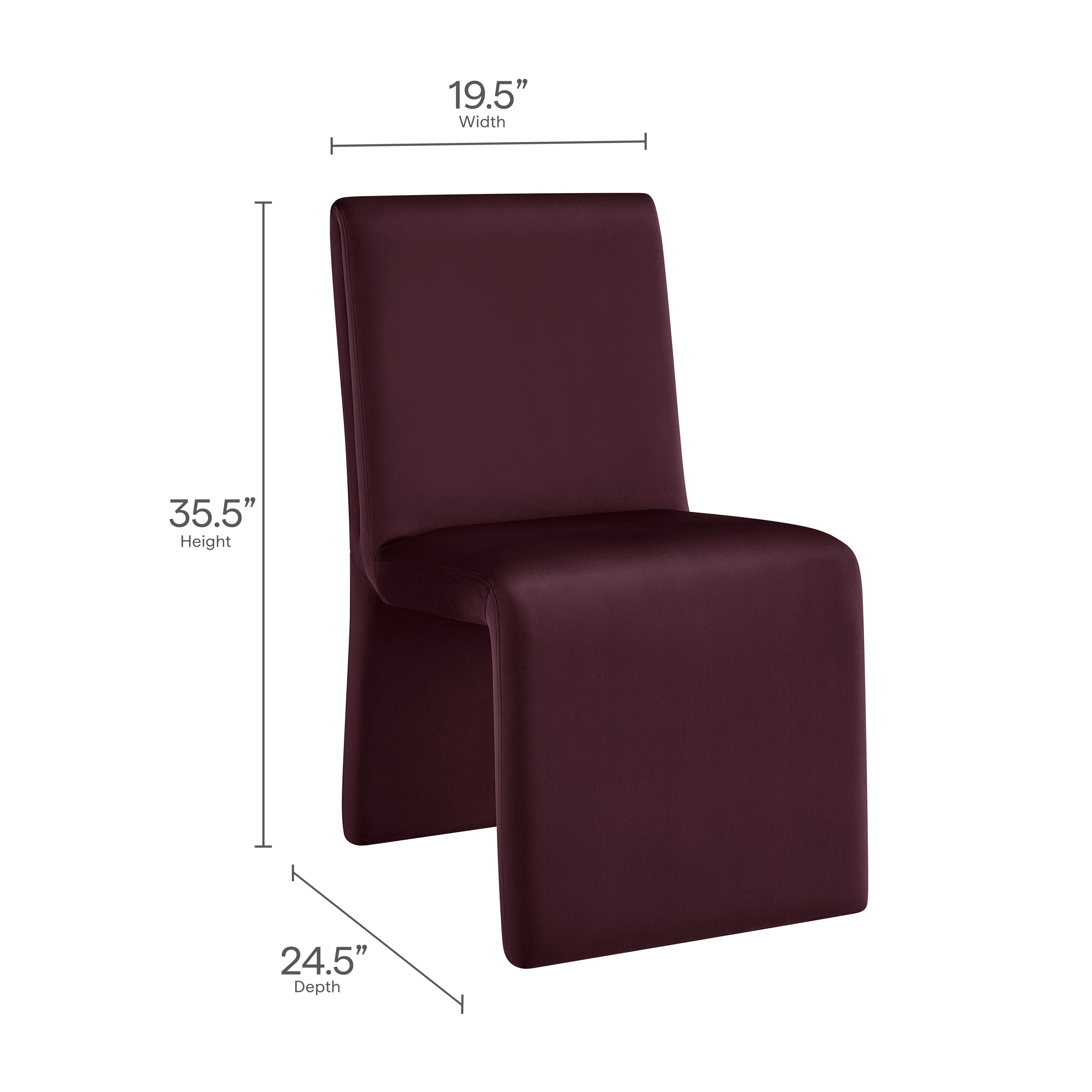 Emory Upholstered Performance Velvet Dining Side Chair, Mulberry