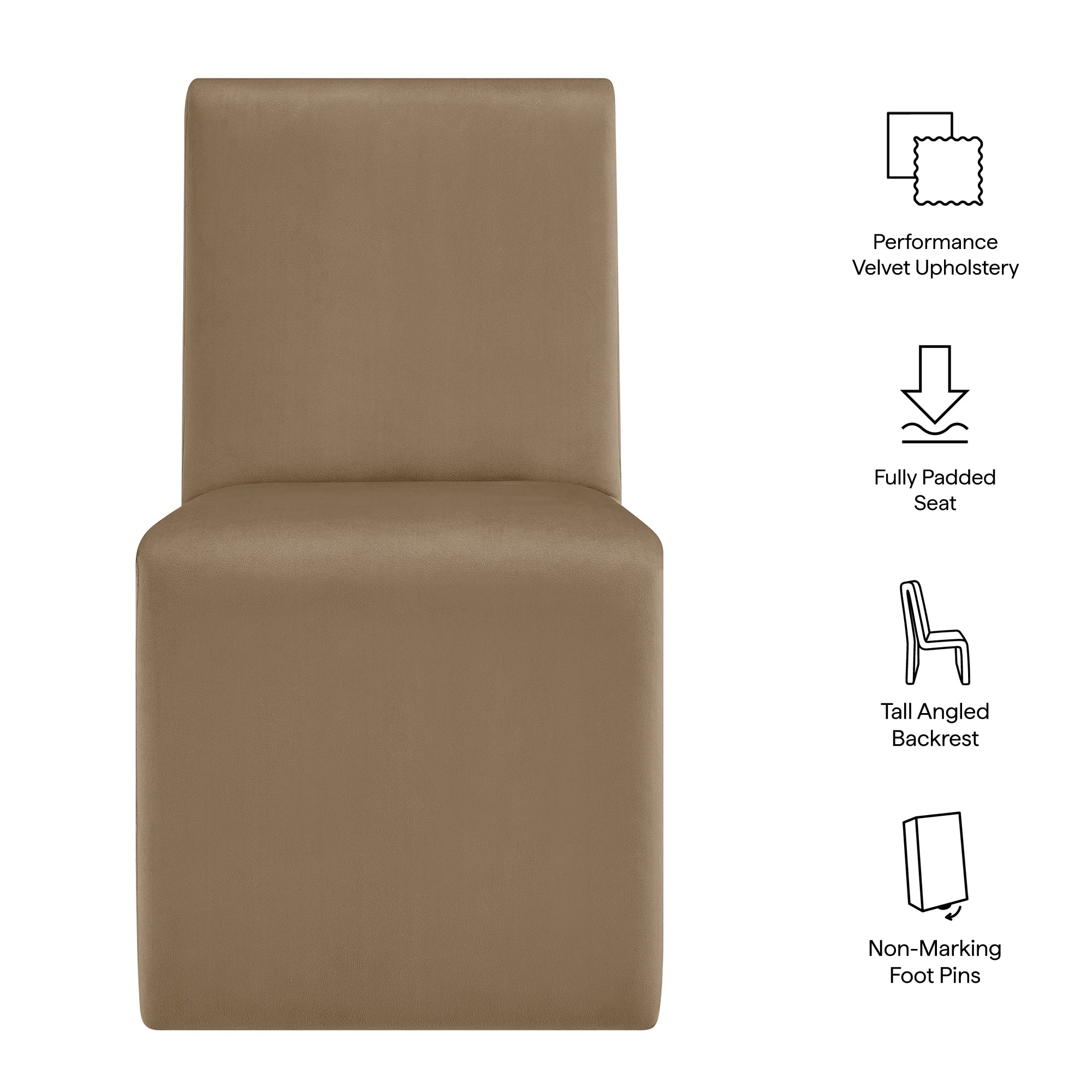 Emory Upholstered Performance Velvet Dining Side Chair, Taupe