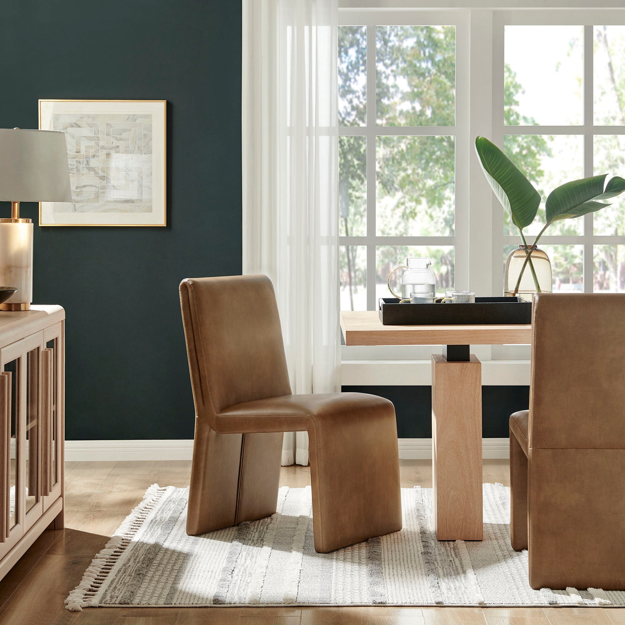 Emory Vegan Leather Dining Side Chair, Canyon