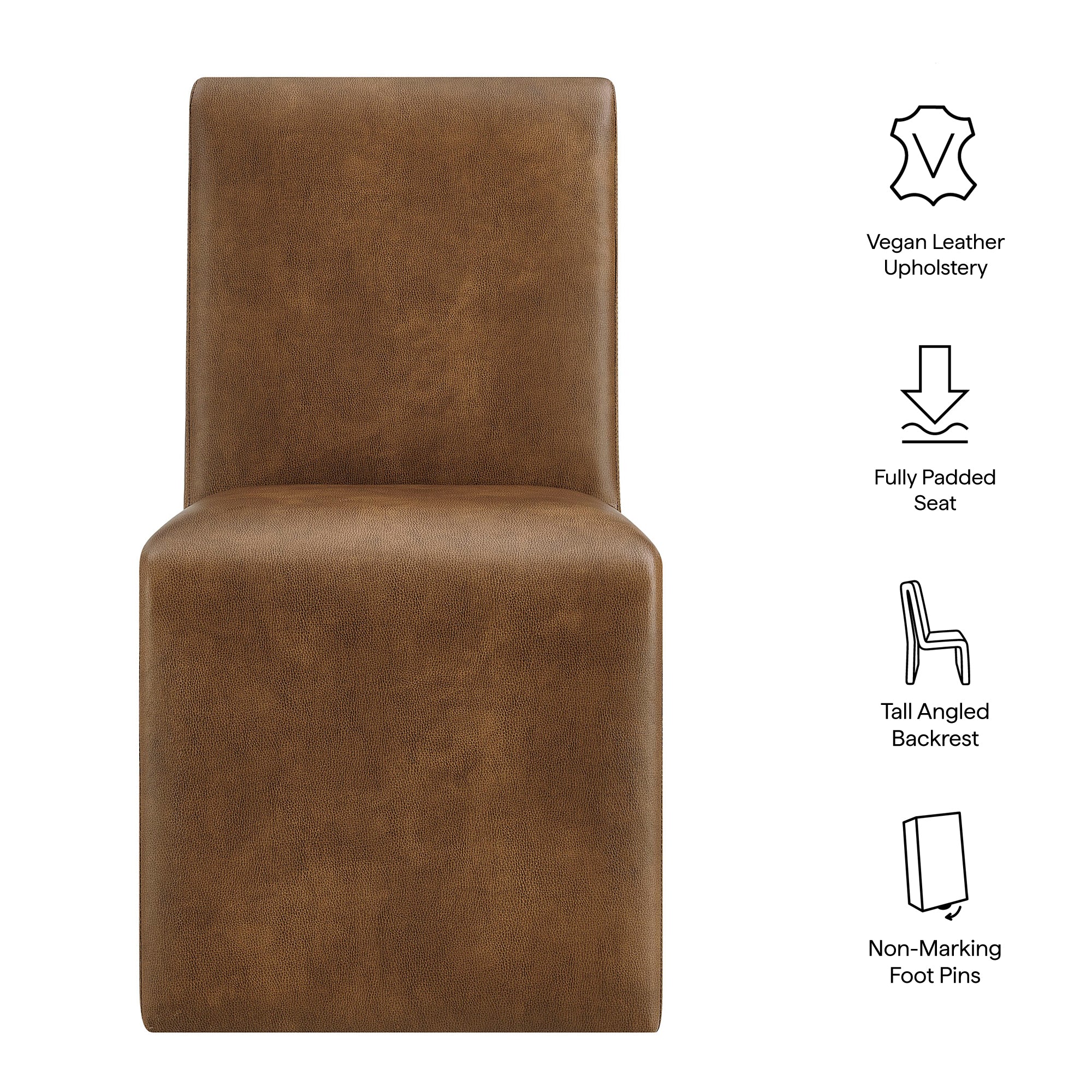 Emory Vegan Leather Dining Side Chair, Canyon