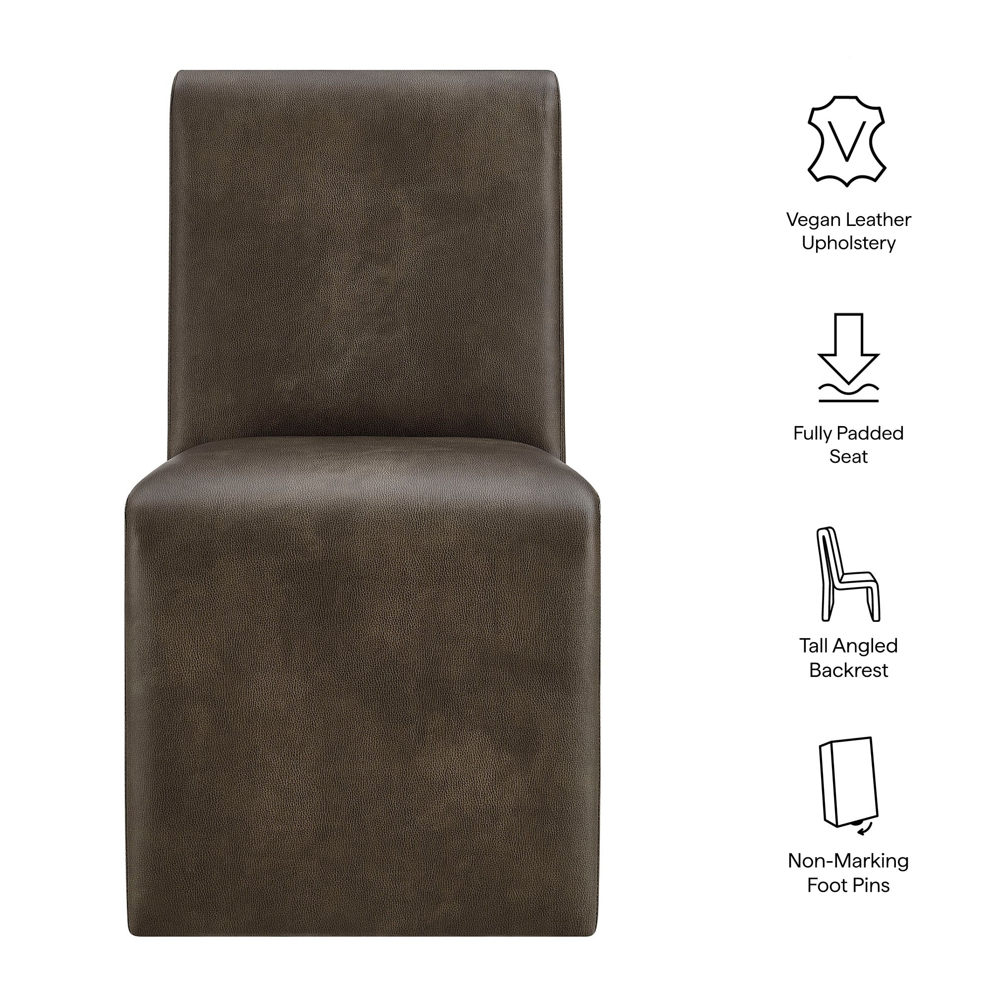 Emory Vegan Leather Dining Side Chair, Mushroom