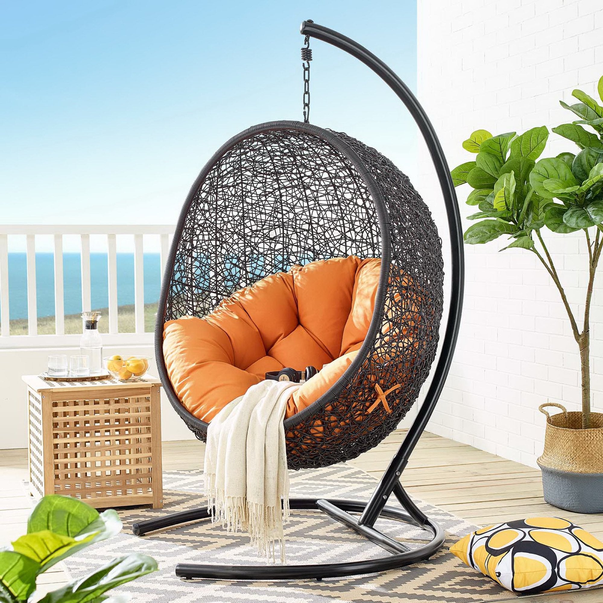 Encase Swing Outdoor Patio Lounge Chair, Orange