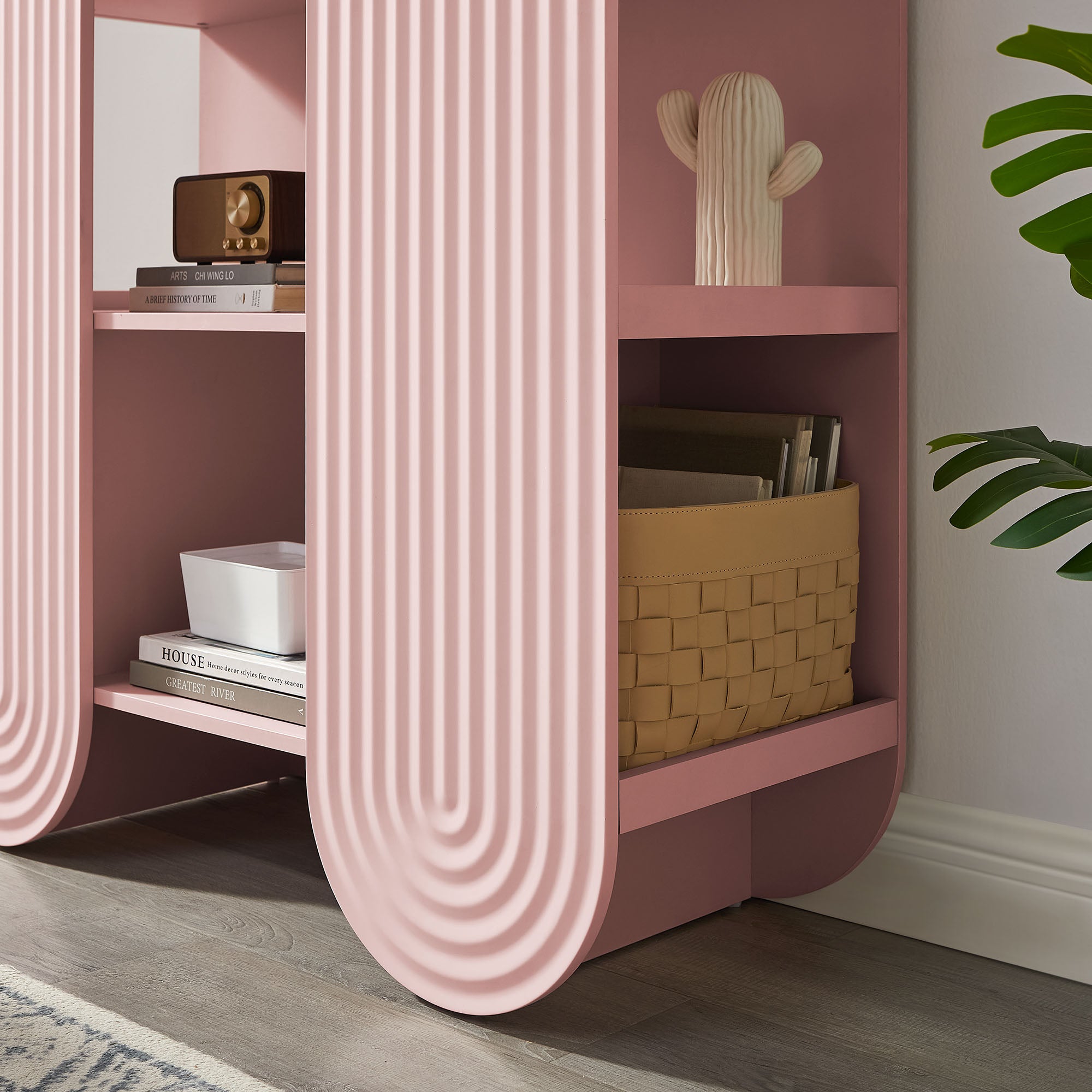 Daydream 58" Arched Bookshelf, Soft Pink