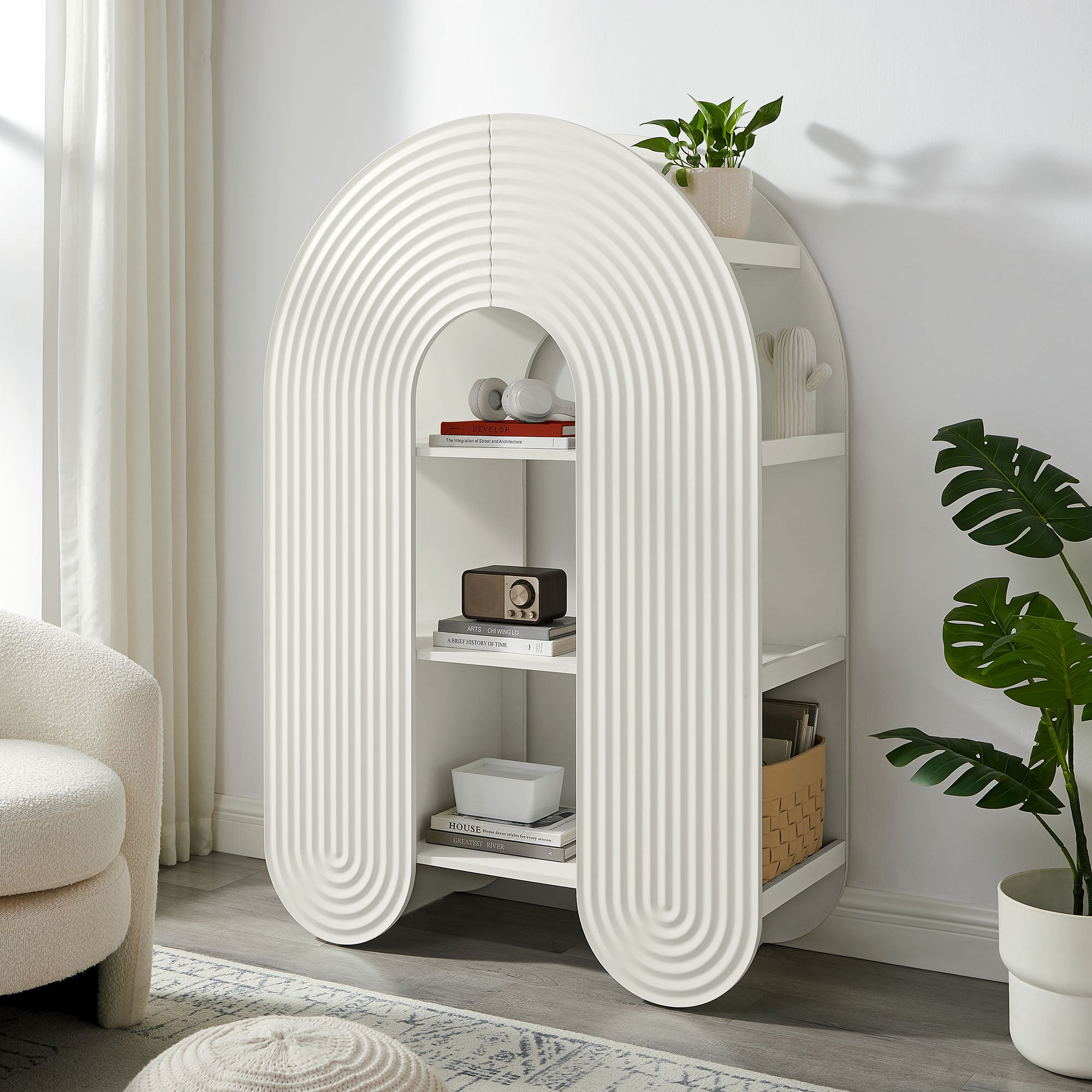 Daydream 58" Arched Bookshelf, White