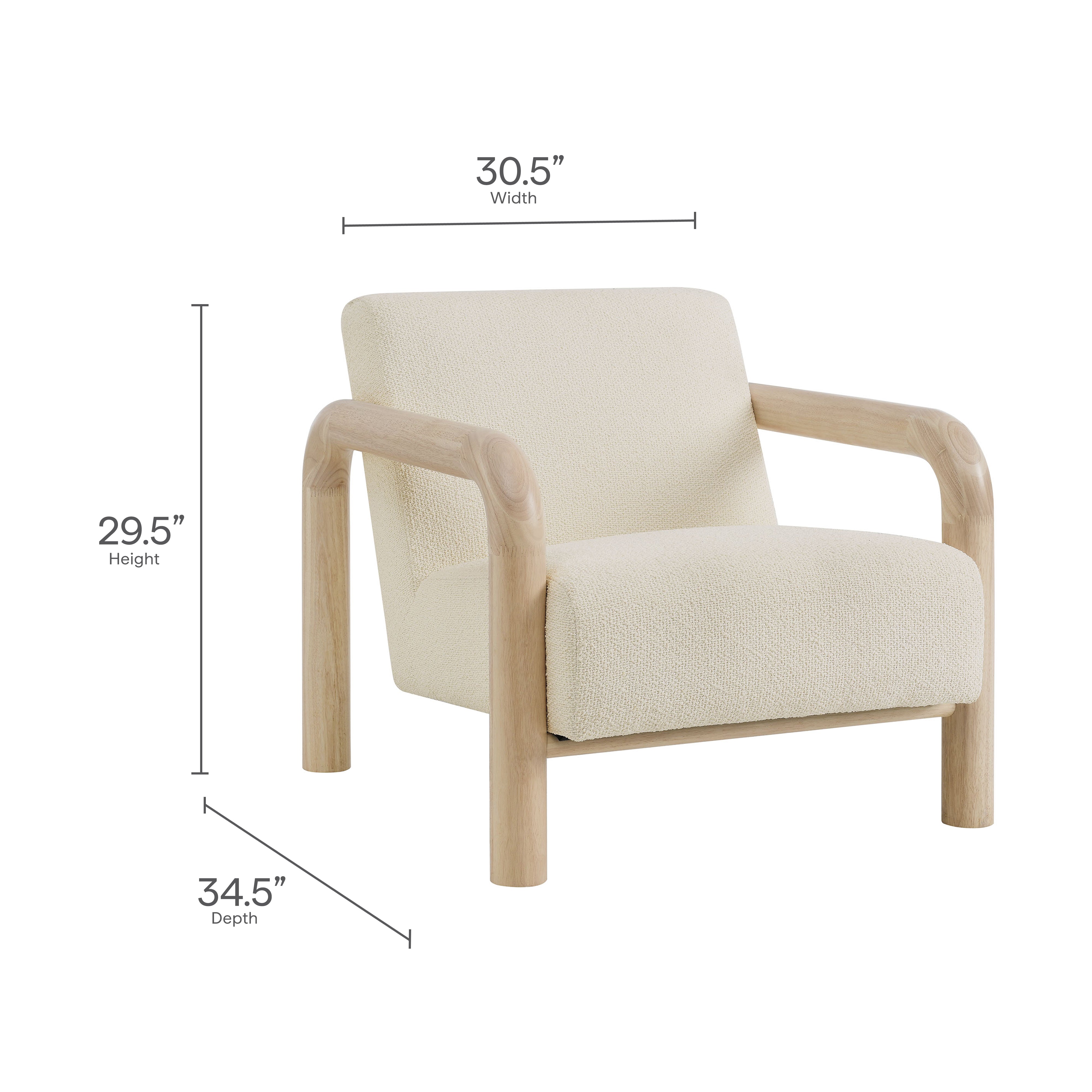 Sereno Boucle Accent Chair, Cream Oak