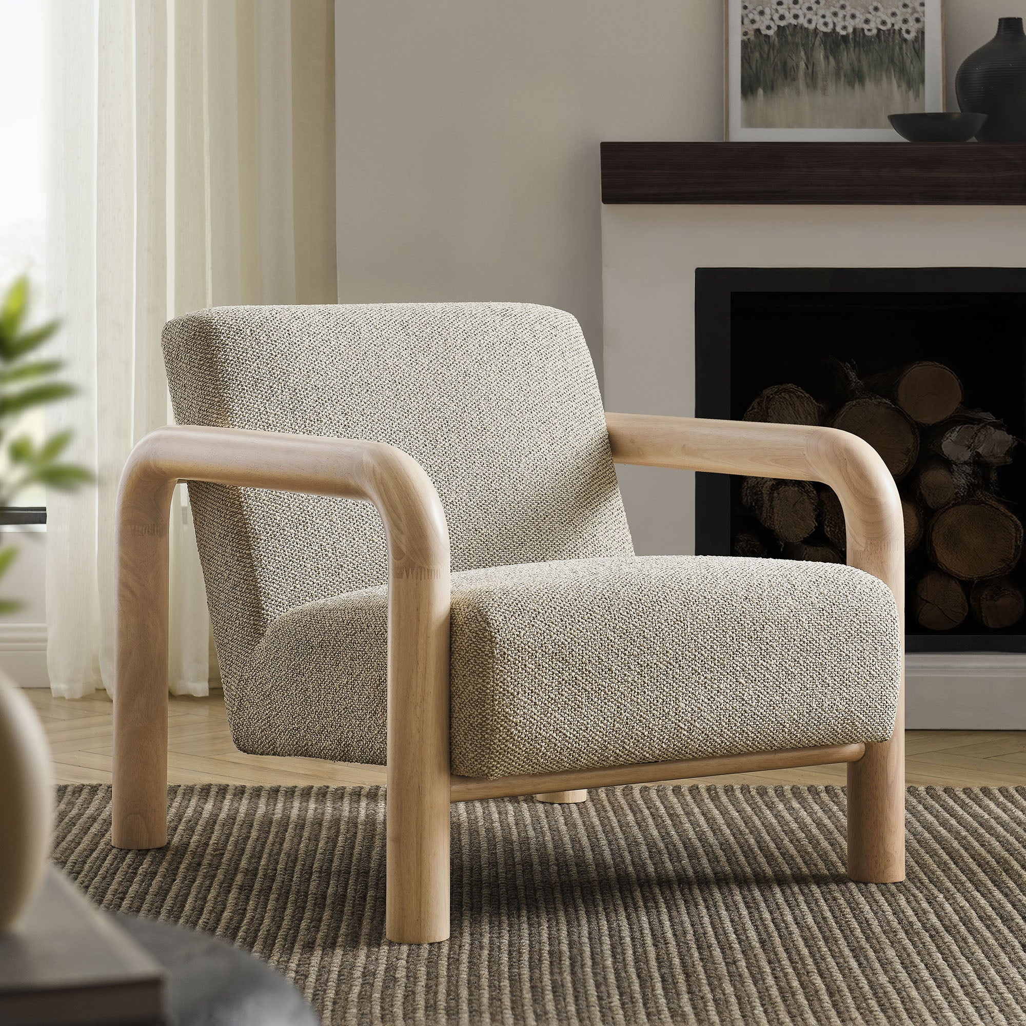 Sereno Boucle Accent Chair, Marble Oak