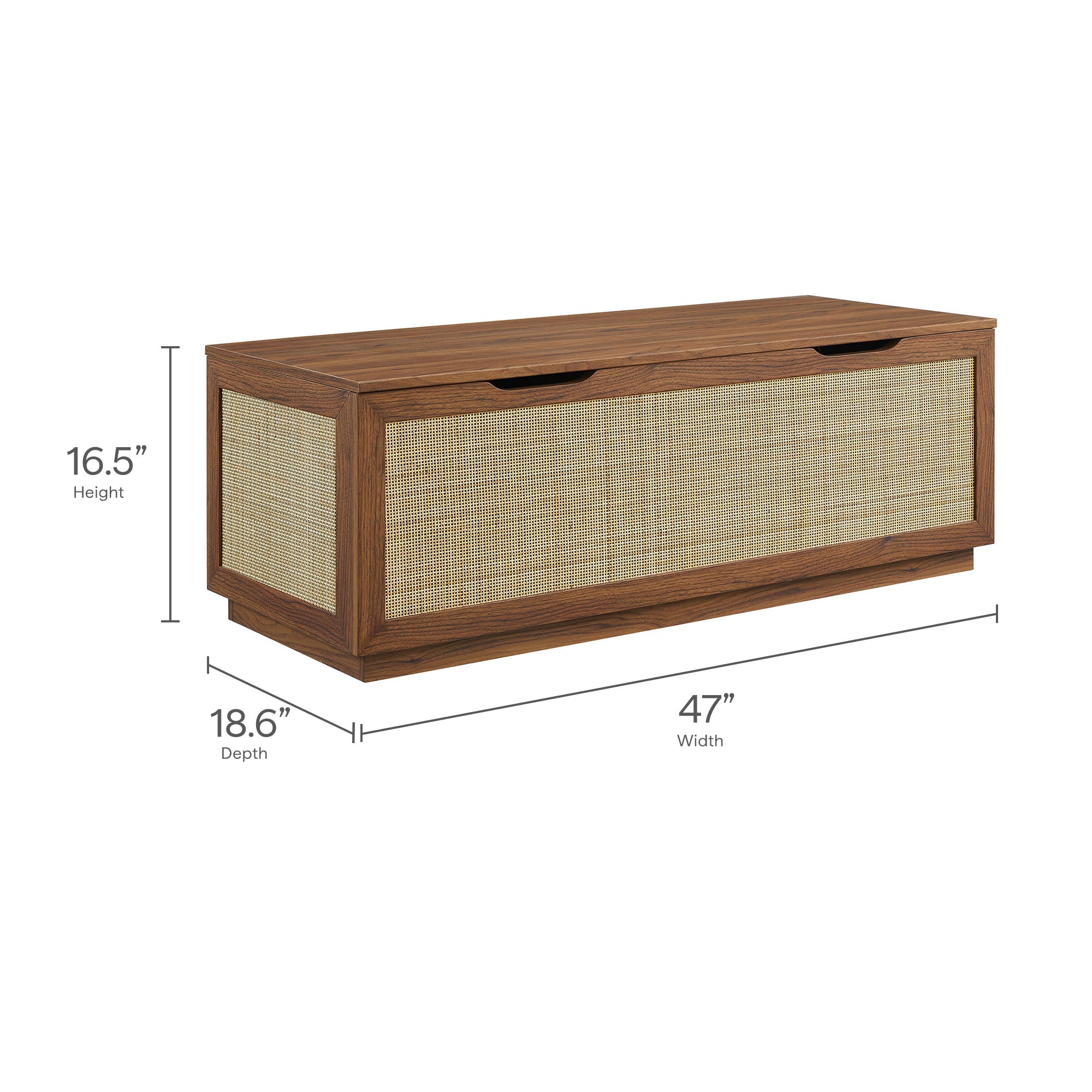 Soma 47" Rattan Storage Bench, Walnut