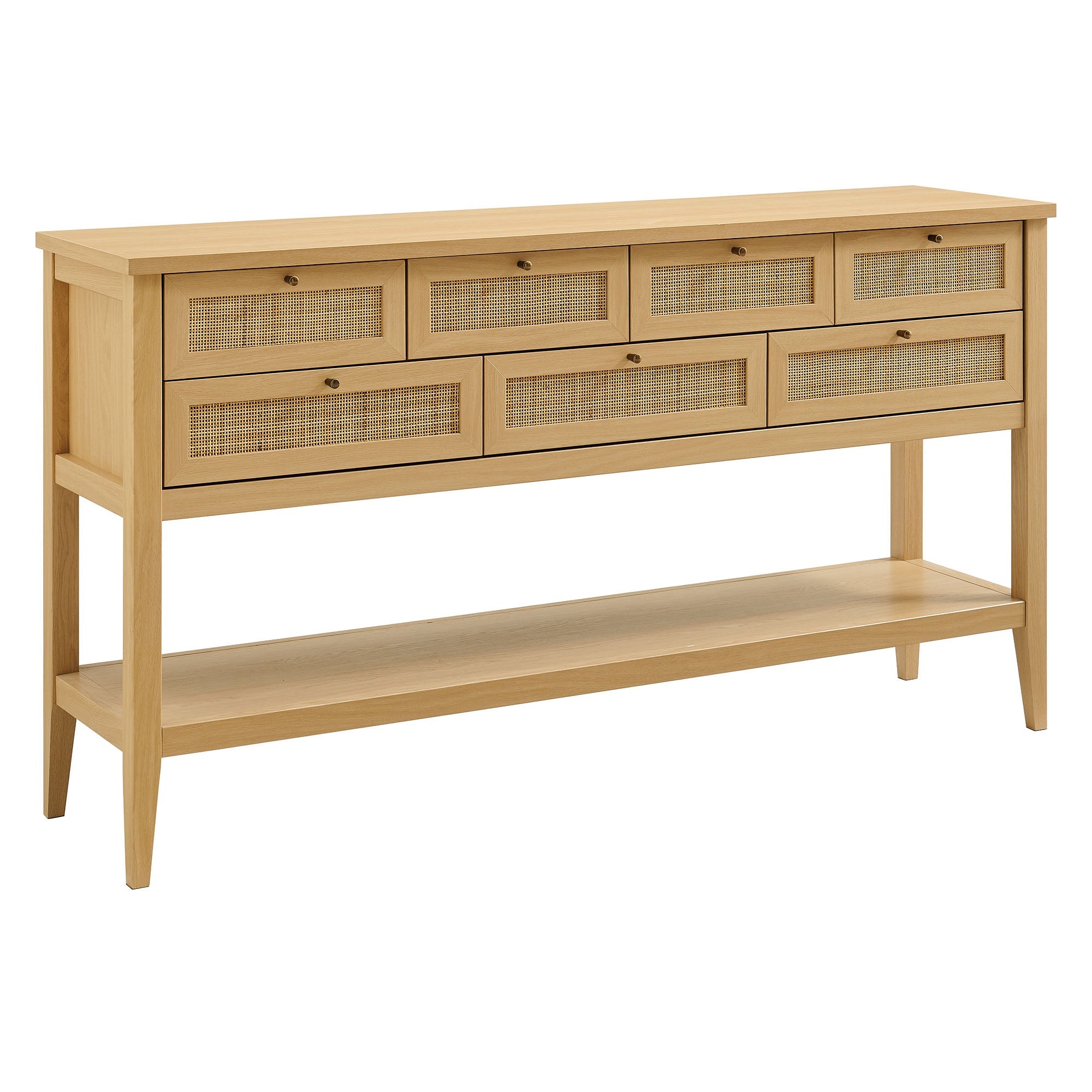 Soma 62 Inch Rattan Console Table, Oak