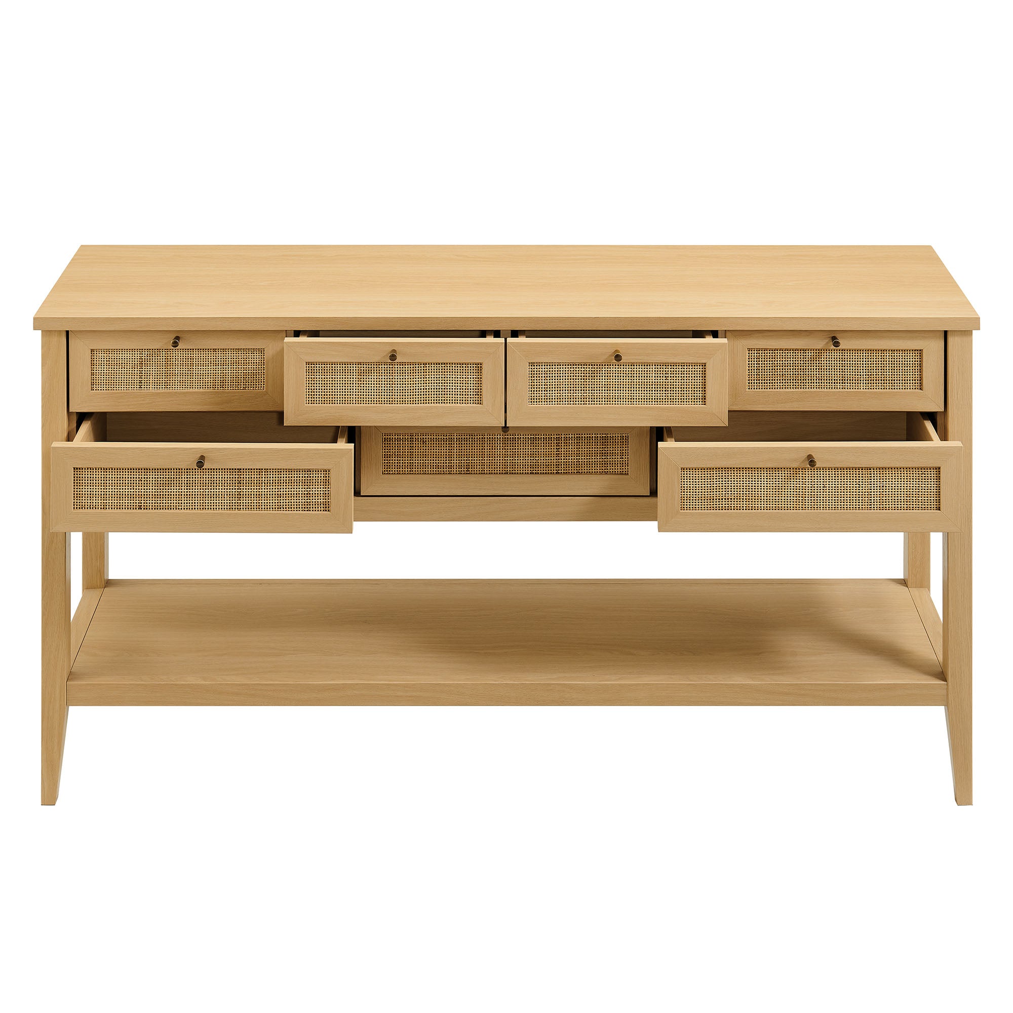 Soma 62 Inch Rattan Console Table, Oak