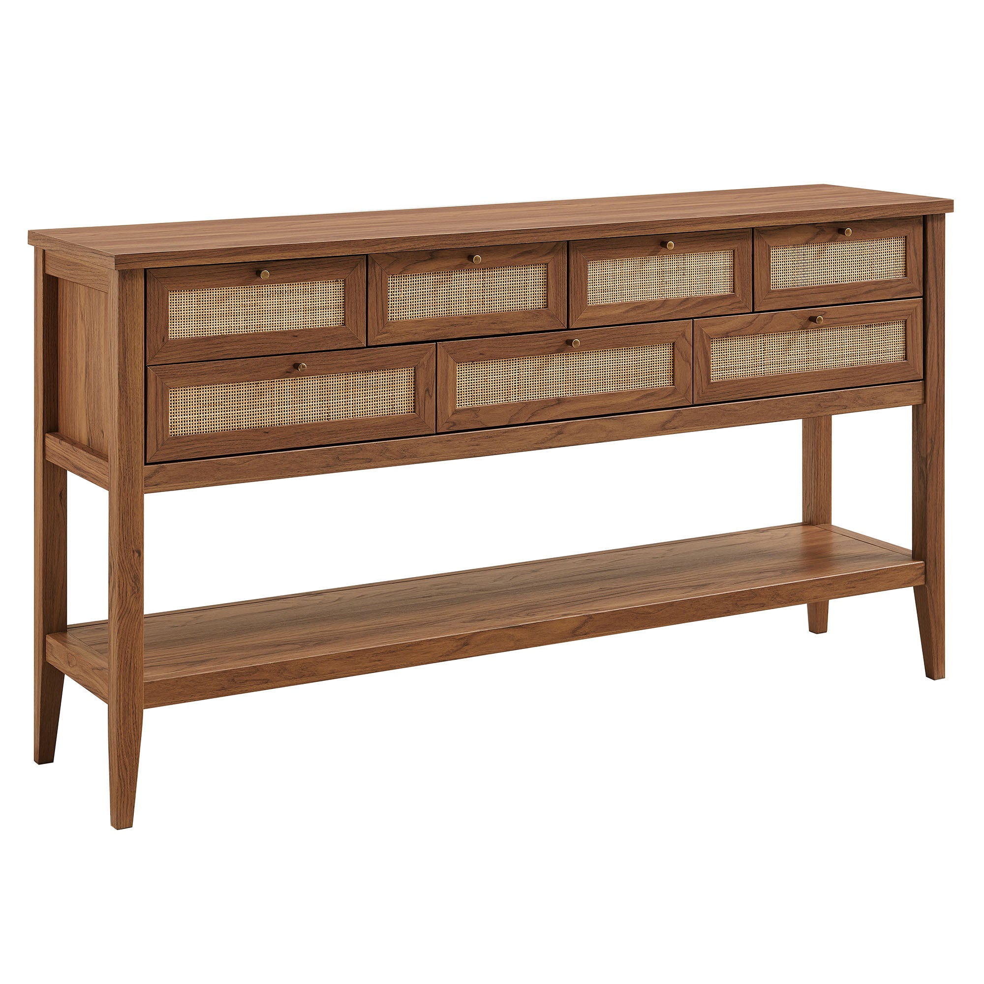 Soma 62 Inch Rattan Console Table, Walnut