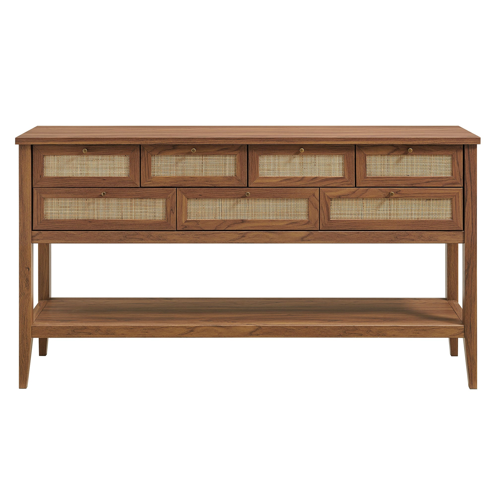 Soma 62 Inch Rattan Console Table, Walnut