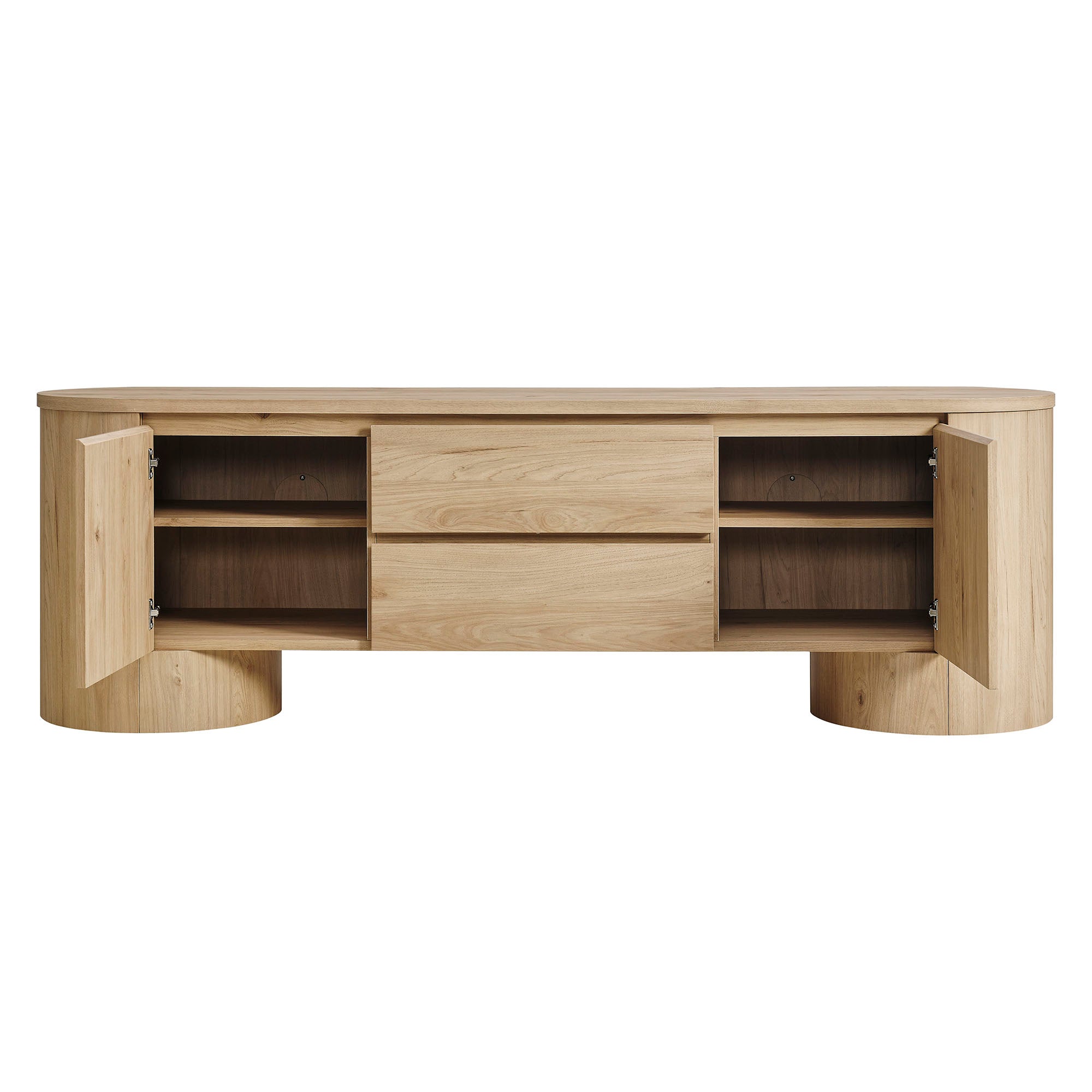 Duval 71 Inch Oval TV Cabinet, Light Oak