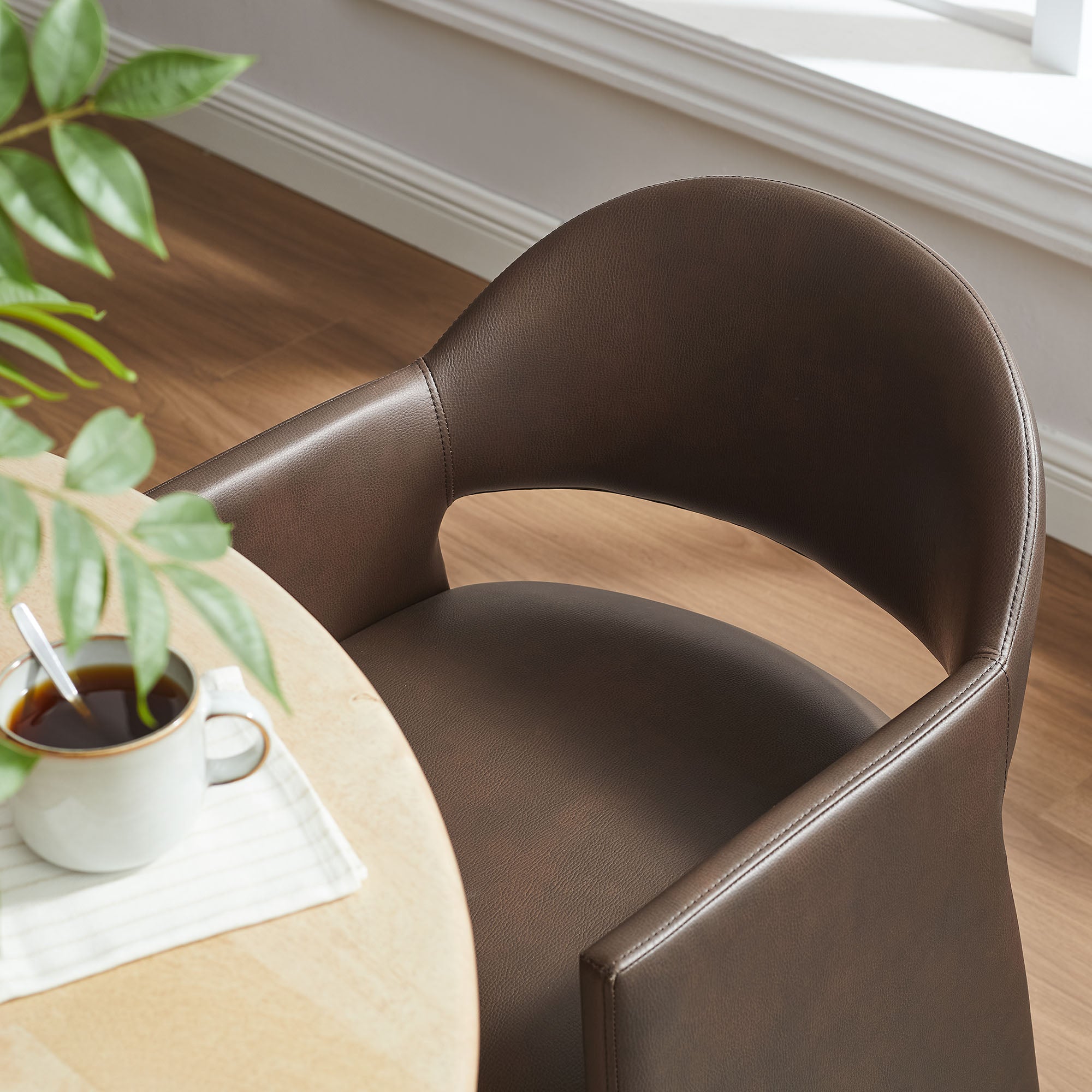 Talia Vegan Leather Dining Armchair, Espresso
